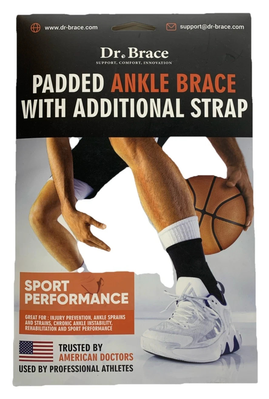 Dr. Brace Padded Ankle Brace Support Breathable with Additional Strap -Large