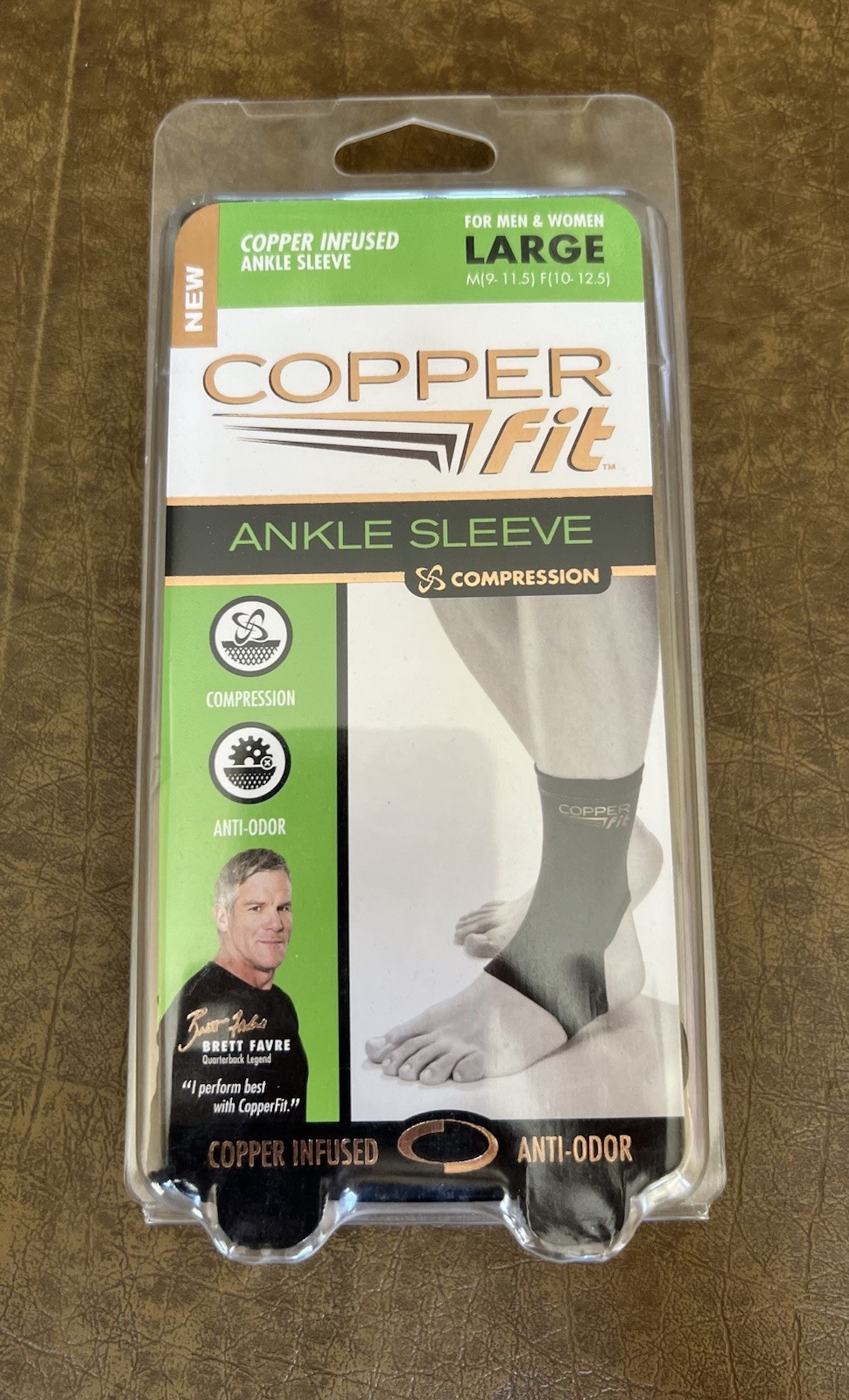Copper Fit Ankle Sleeve Large Brand New Black Anti Odor Compression