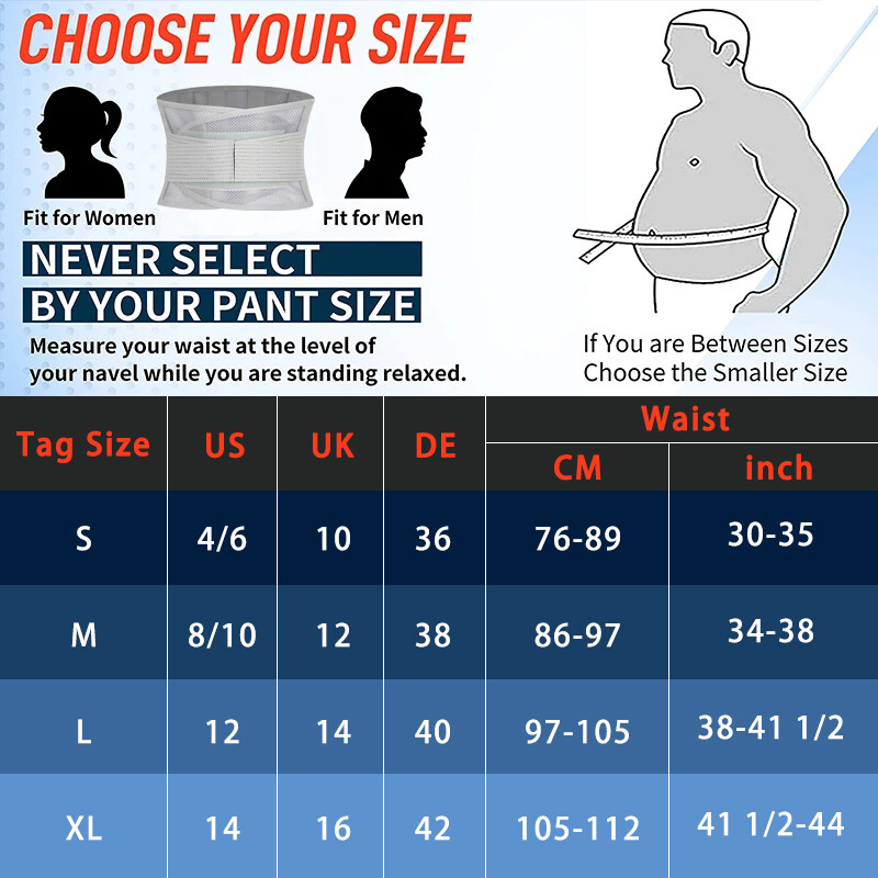 Medical Lumbar Support Lower Waist Back Belt Brace Pain Relief For Men Women opb