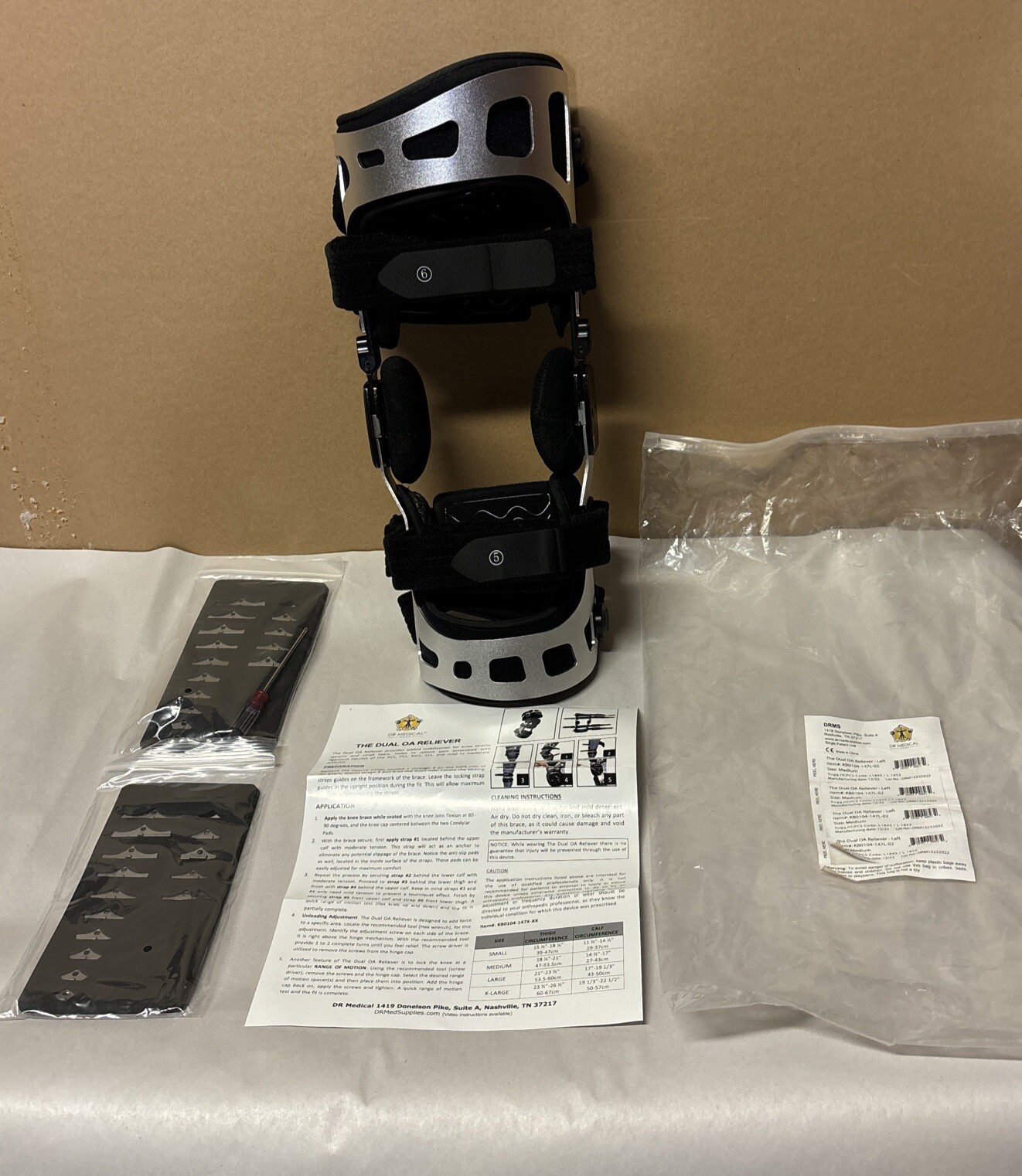 Dr Medical The DUAL OA Reliever Medium Left Knee Brace KB0104-147L-02