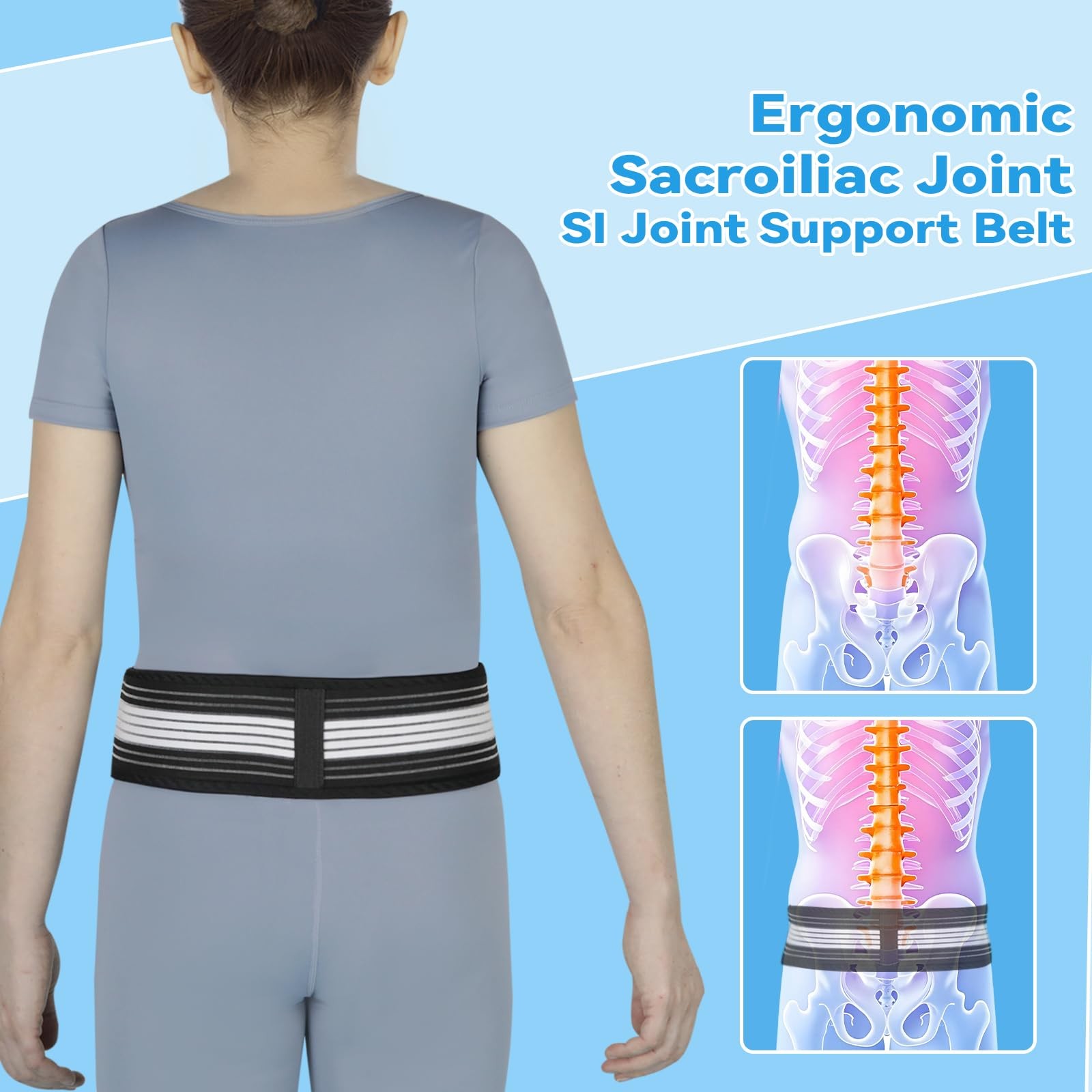 Waist Belt Sacroiliac Hip Belt, Lumbar Support Sciatica Pain Relief, Sacroili…