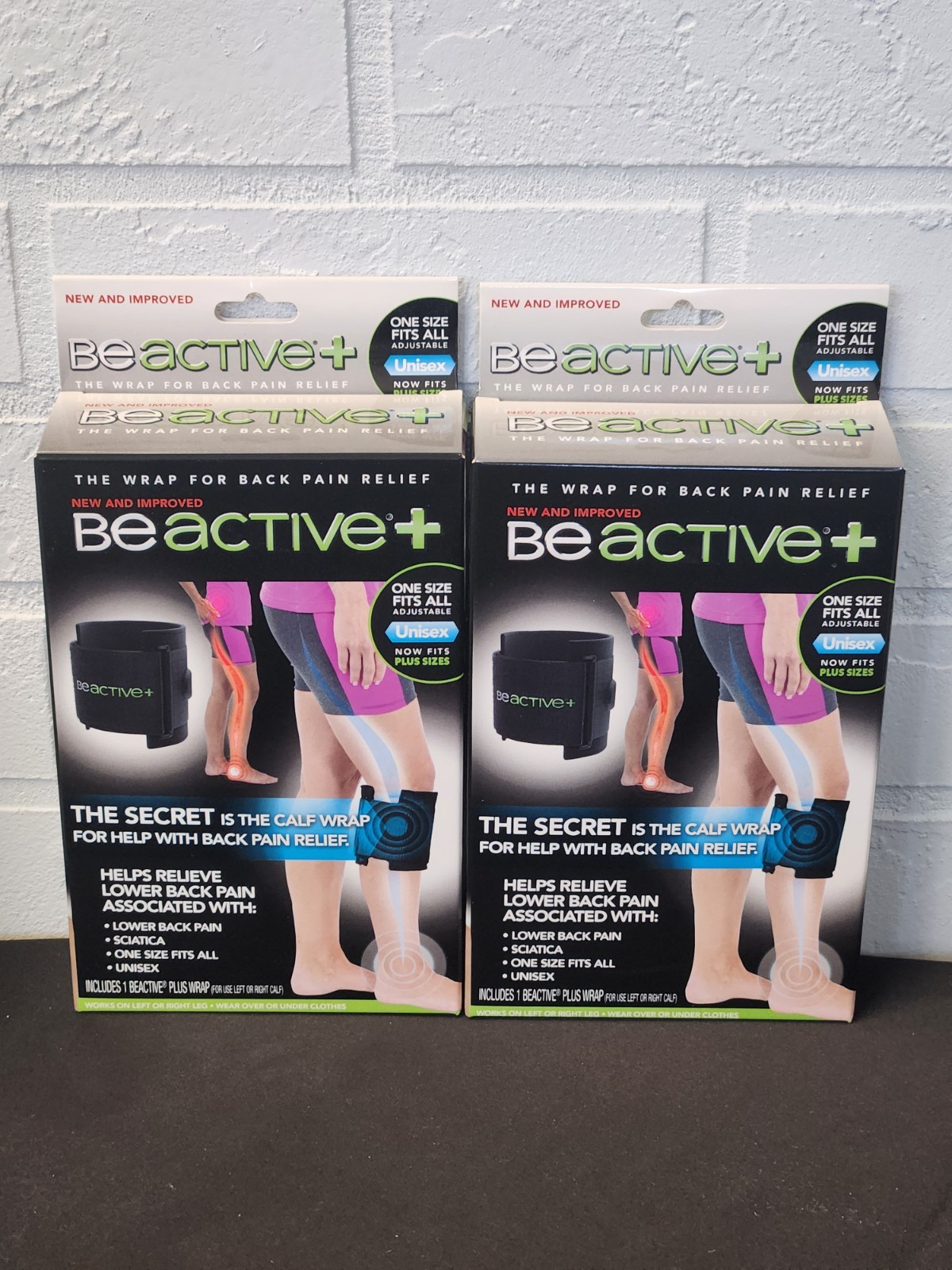 (2)BRAND NEW UNISEX ONE SIZE BEACTIVE+ “THE WRAP FOR LOWER BACK PAIN & SCIATICA”