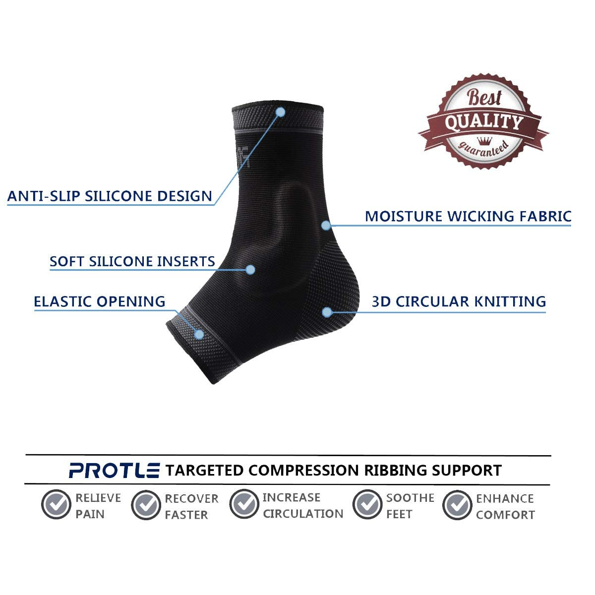 Adjustable Foot Socks, Ankle Brace Compression Support Sleeve with Silicone Gel,