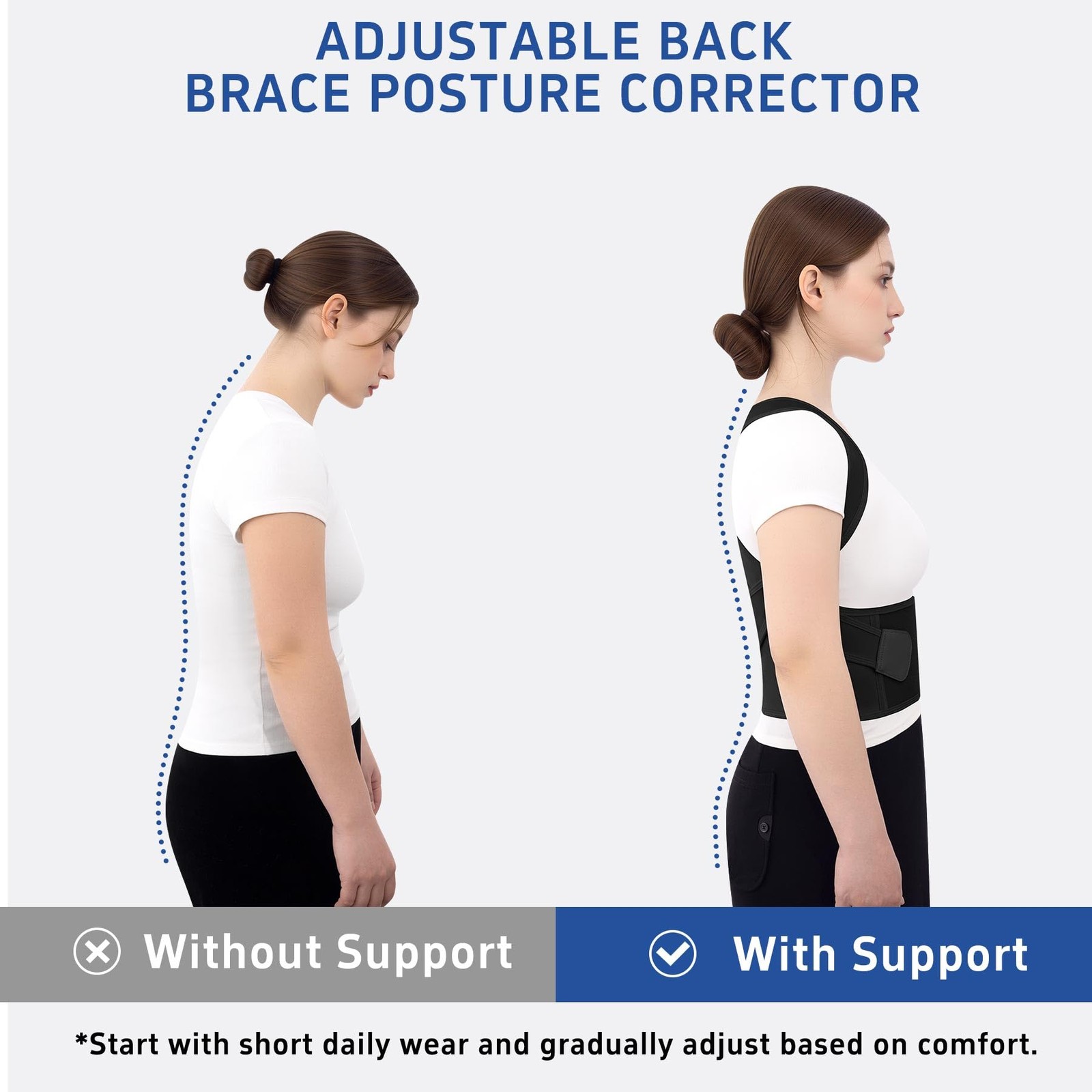 Zrughno Posture Corrector for Women and Men Back Brace X-Large, Black