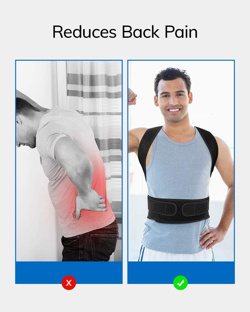 AEVO Compact Posture Corrector for Men and Women, Large (Pack of 1), Black