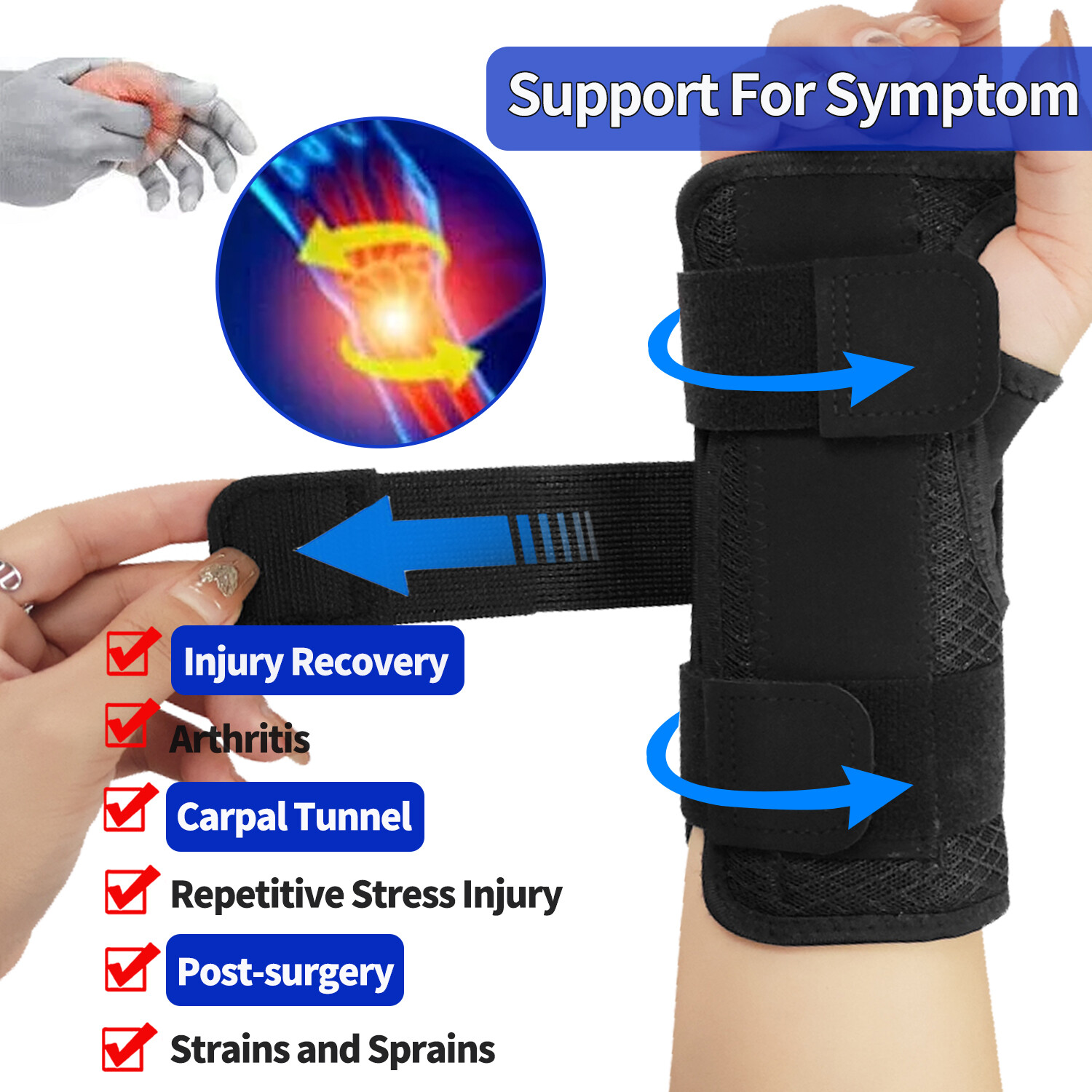 Adjustable Wrist Brace Thumb Splint Support for Carpal Tunnel Sprain Upgraded US
