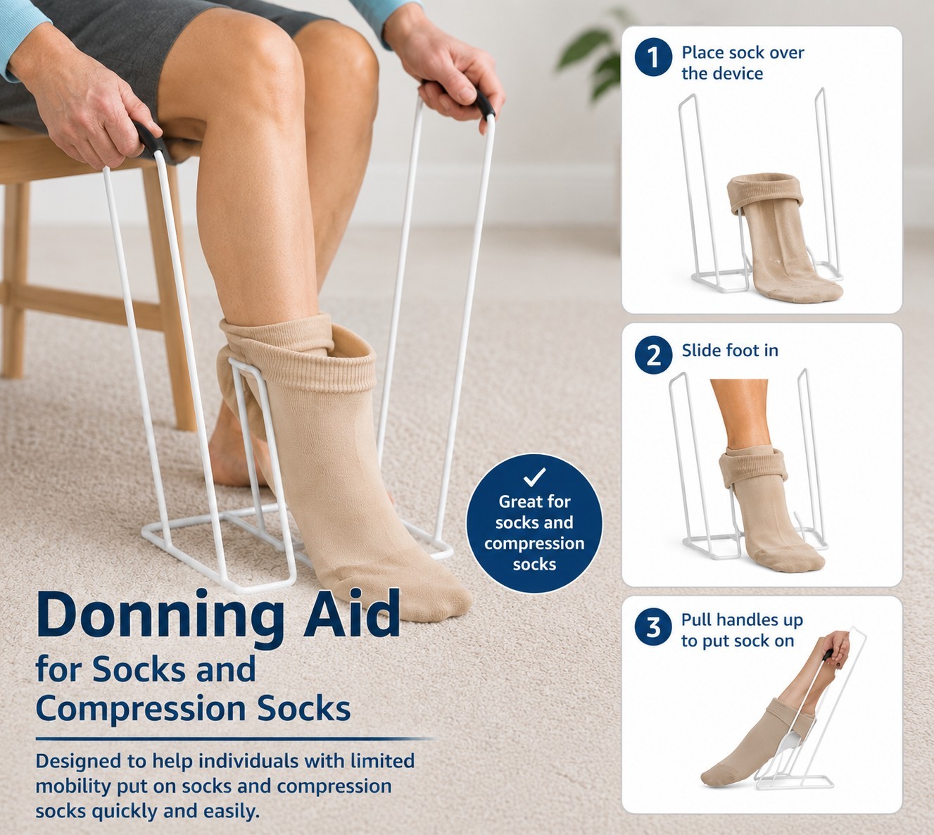 Medi Assure Butler Compression Sock Aid Donning Device Stocking Helper S/M