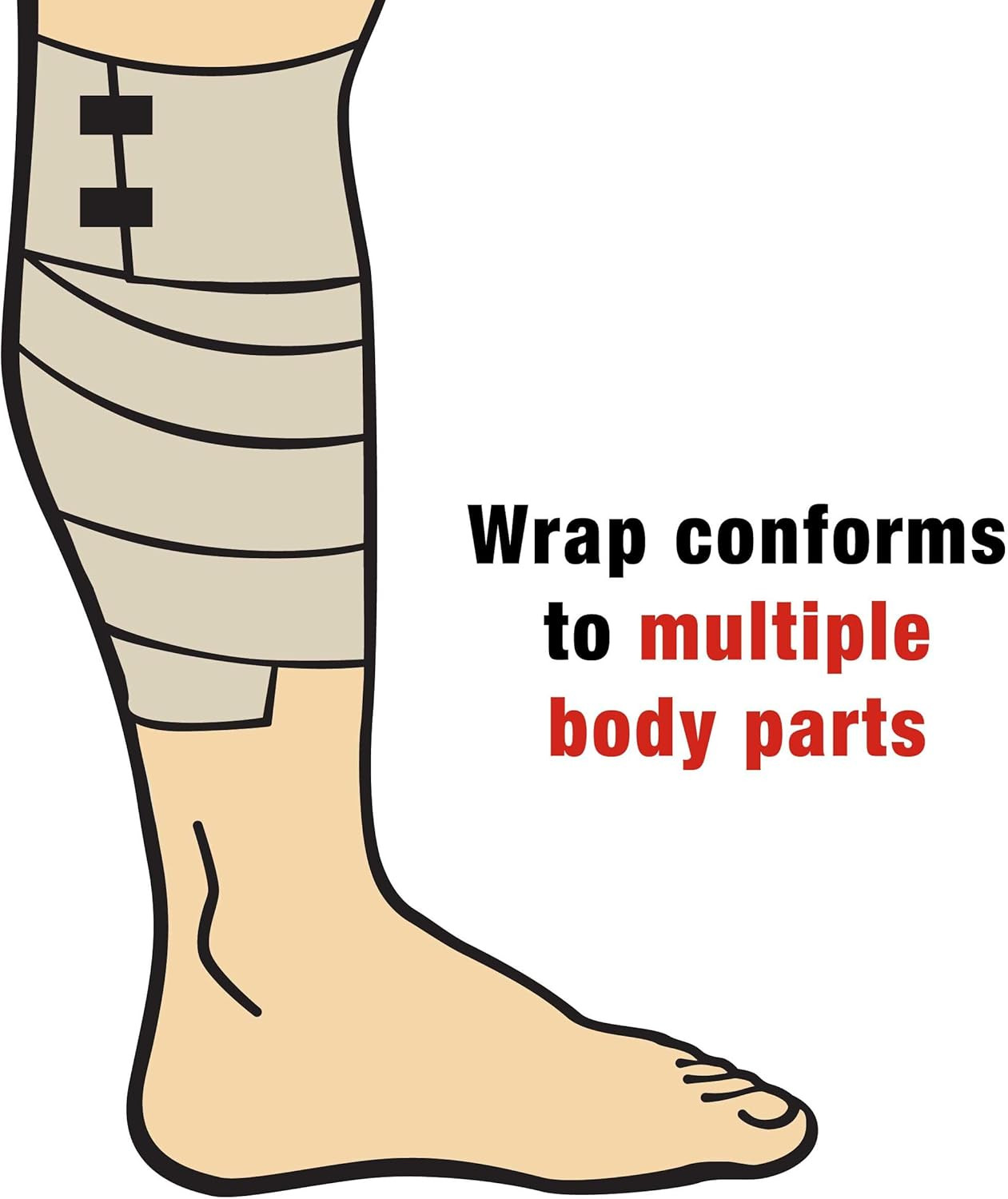 3 Inch Elastic Bandage with Clips, Beige, Great for Elbow, Ankle, Knee and More,