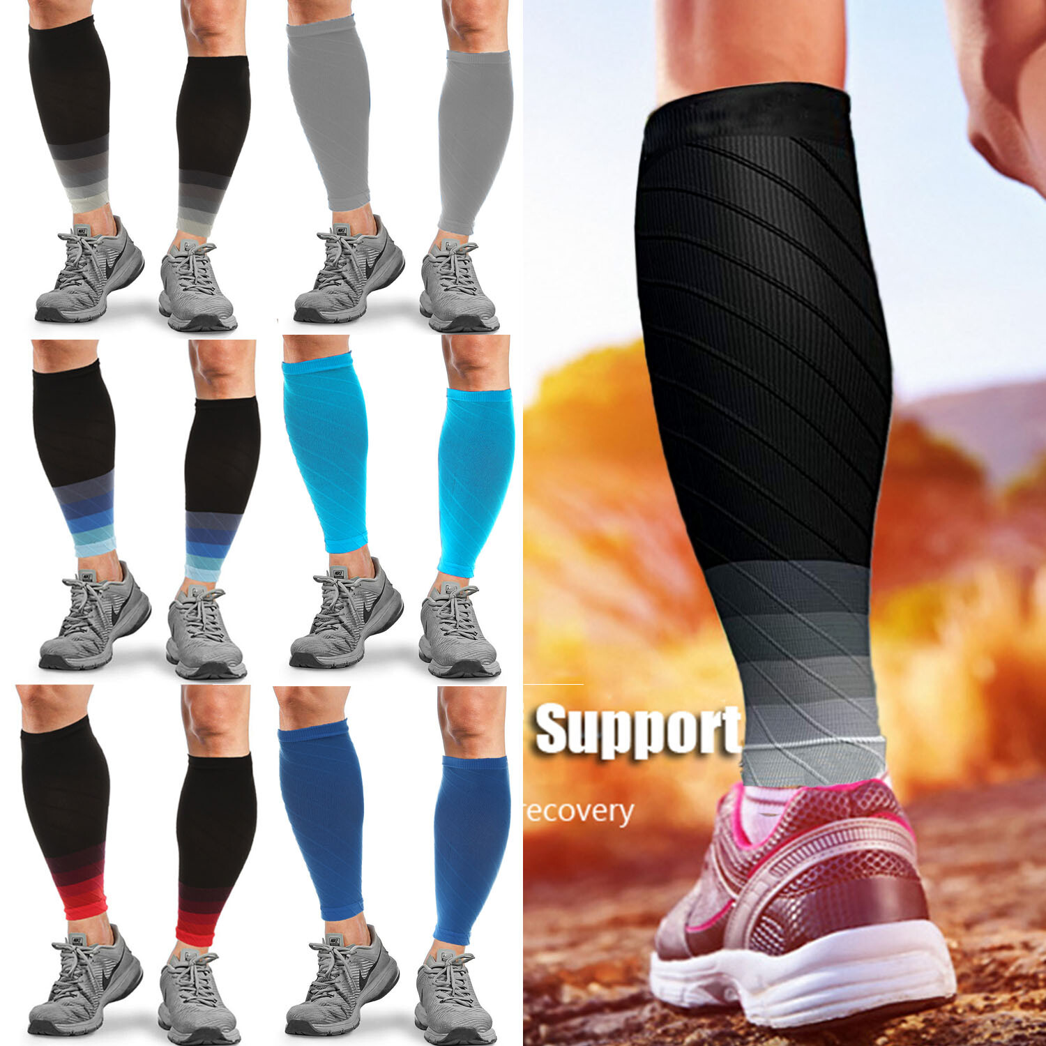 Compression Socks Calf Support Sleeve Leg Brace 20-30mmHg For Men Women Tennis