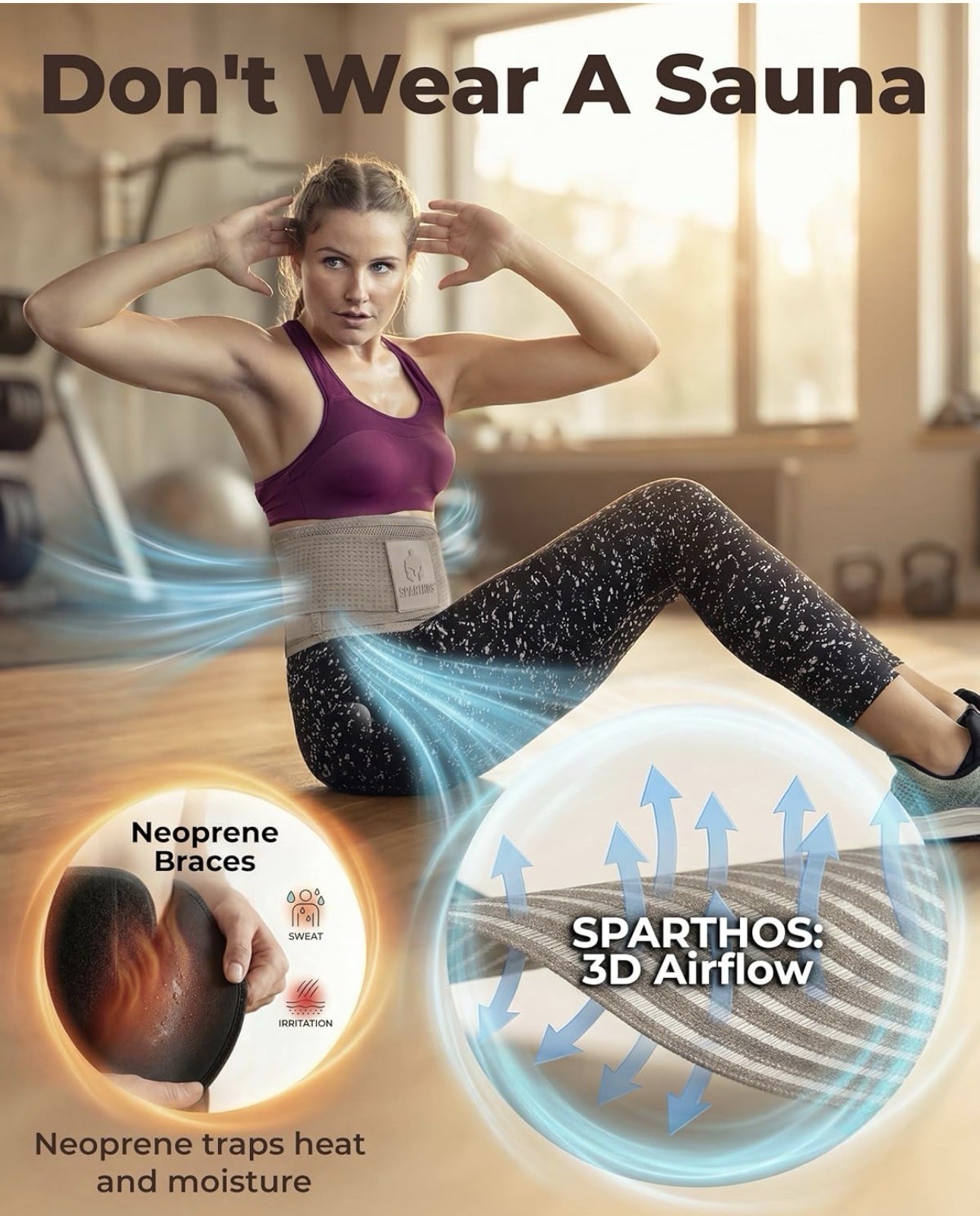 🔥 NEW Sparthos Adjustable Back Support Brace Size LARGE for Men and Women 🔥