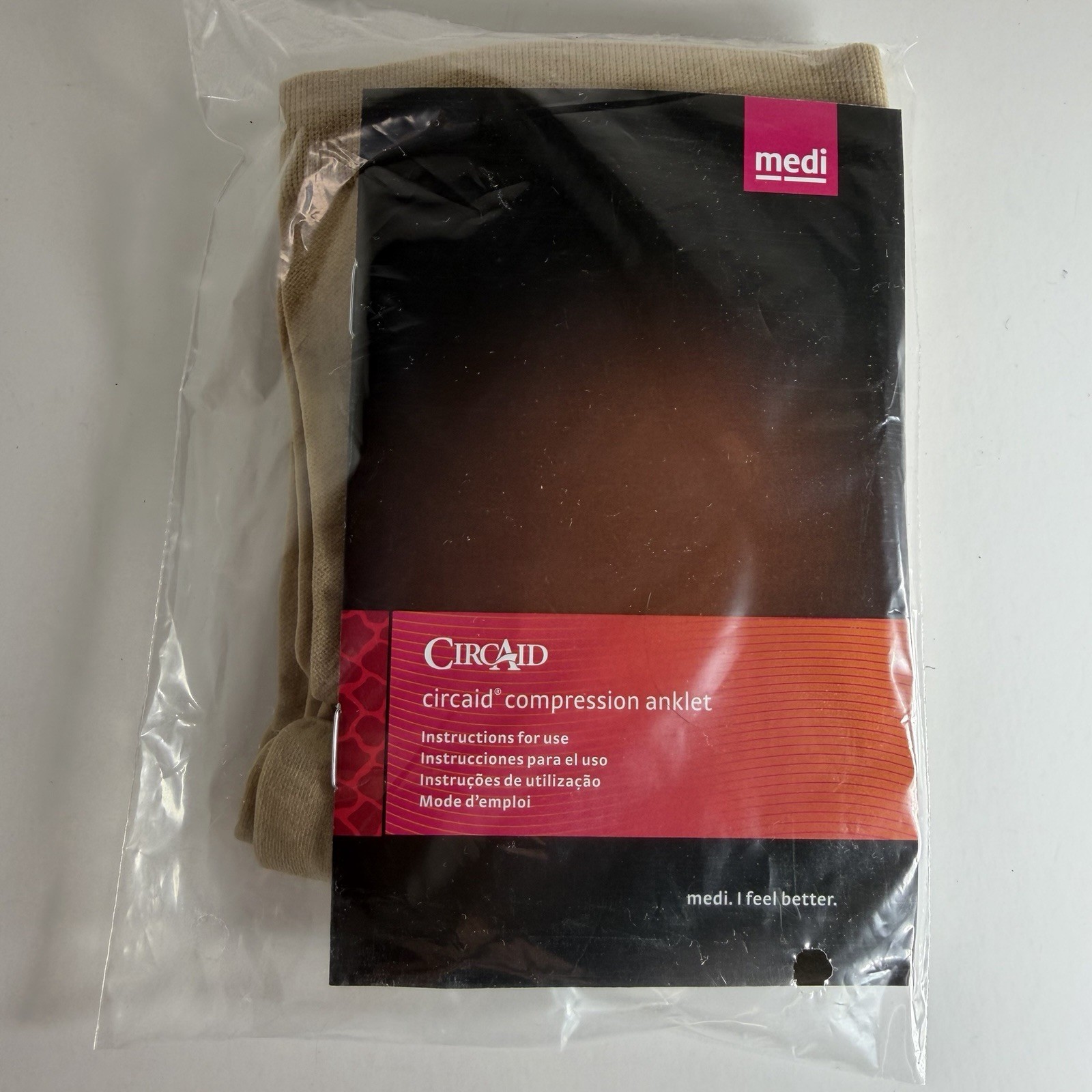 CIRCAID Comfort Compression Anklet Size Large Tan 2 New in Package Sealed