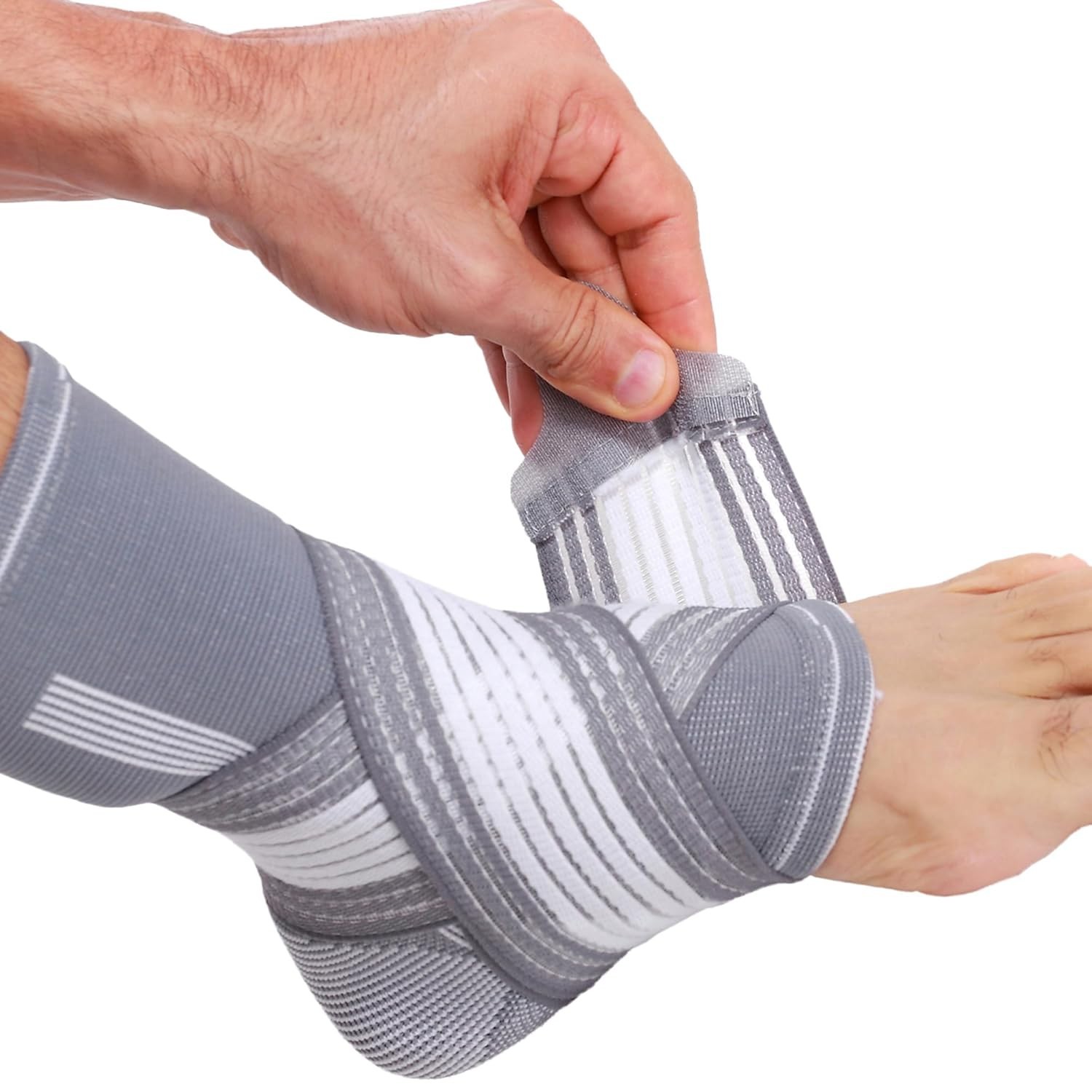 Adjustable Ankle Support Brace Gray, Size M, 1 Unit