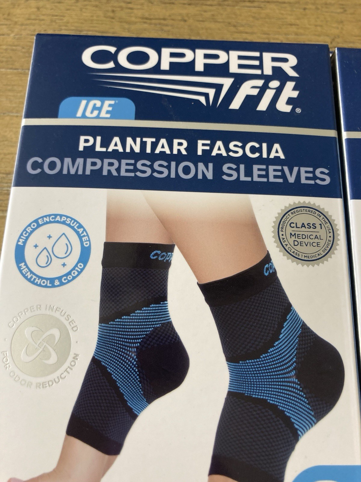 2 Copper Fit Menthol Infused Plantar Fascia Compression Sleeves S / M 8″ – 10″