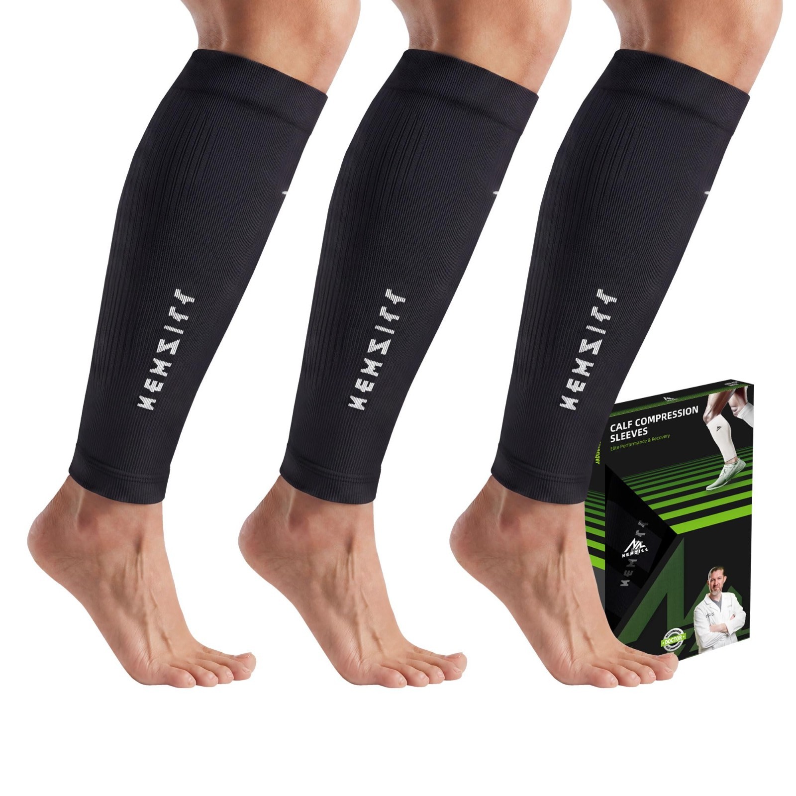 Compression Calf Sleeves 20-30mmHg for Men & Women – Ideal for Running, Travel,