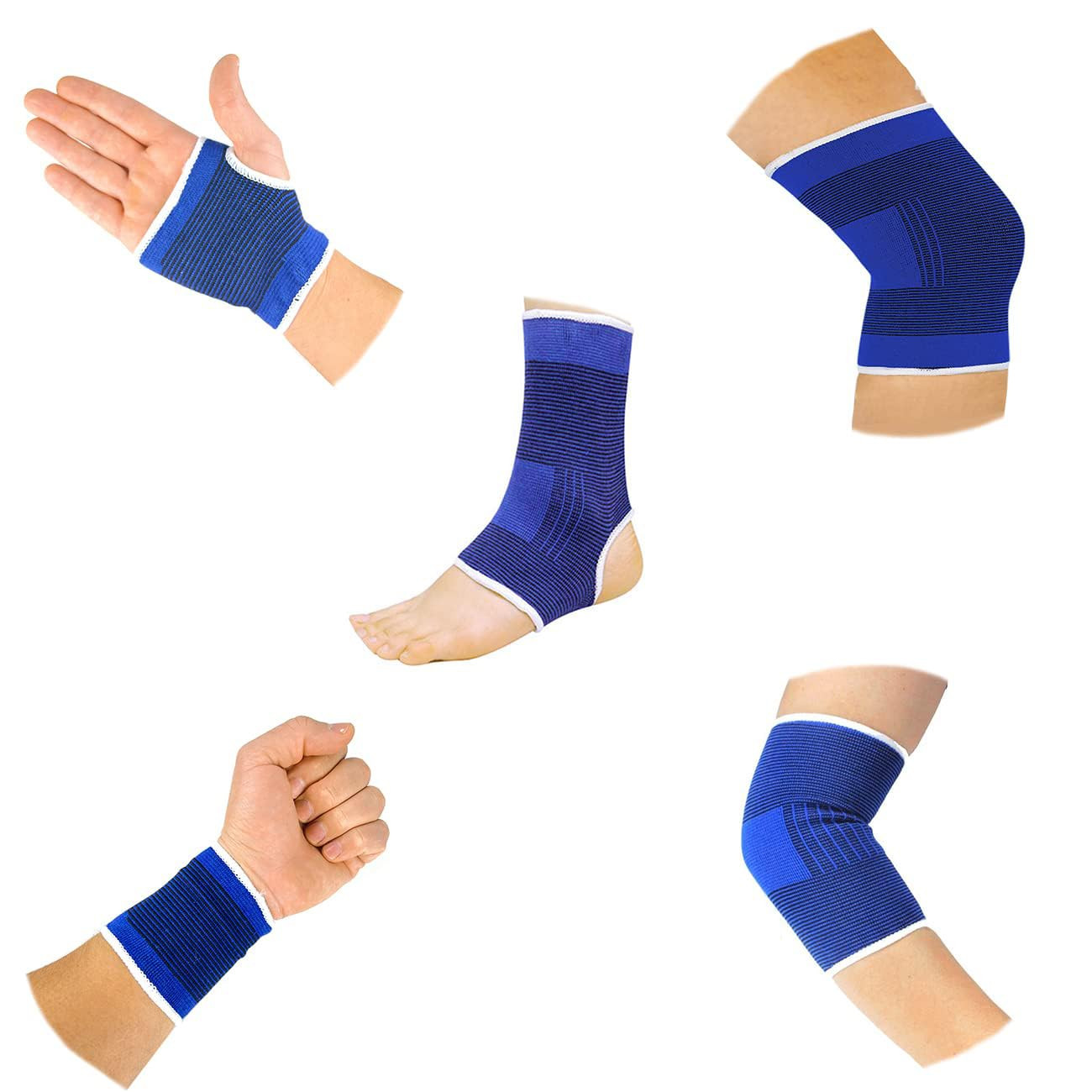 10-Piece Compression Support Brace Set for Knee, Elbow, Wrist Palm & Ankle | …