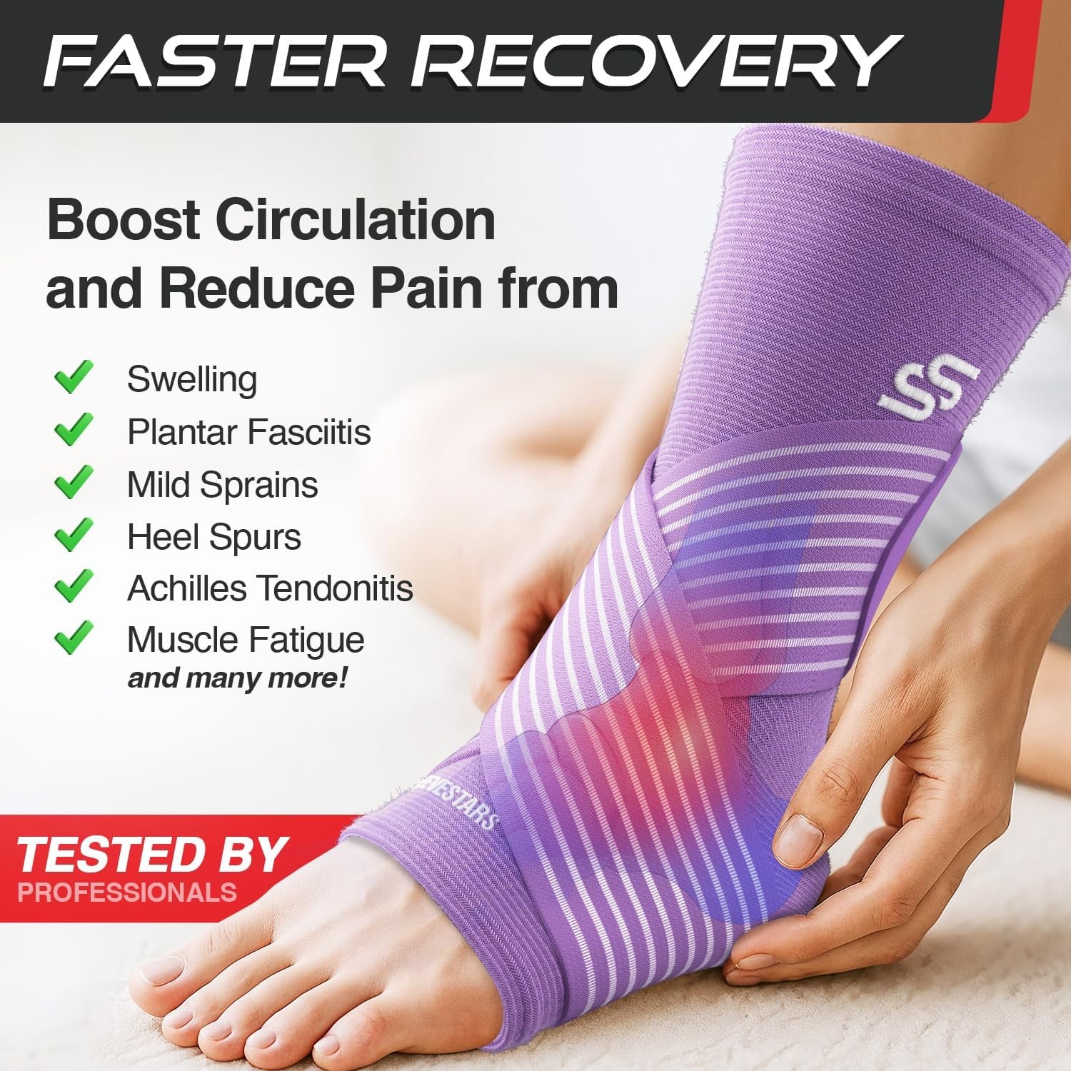 Sleeve Stars Ankle Brace for Women & Men, Wrap Medium, Light Purple