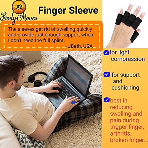 2 Finger Splints plus 2 sleeves for Trigger 4 Count (Pack of 1) Midnight Black