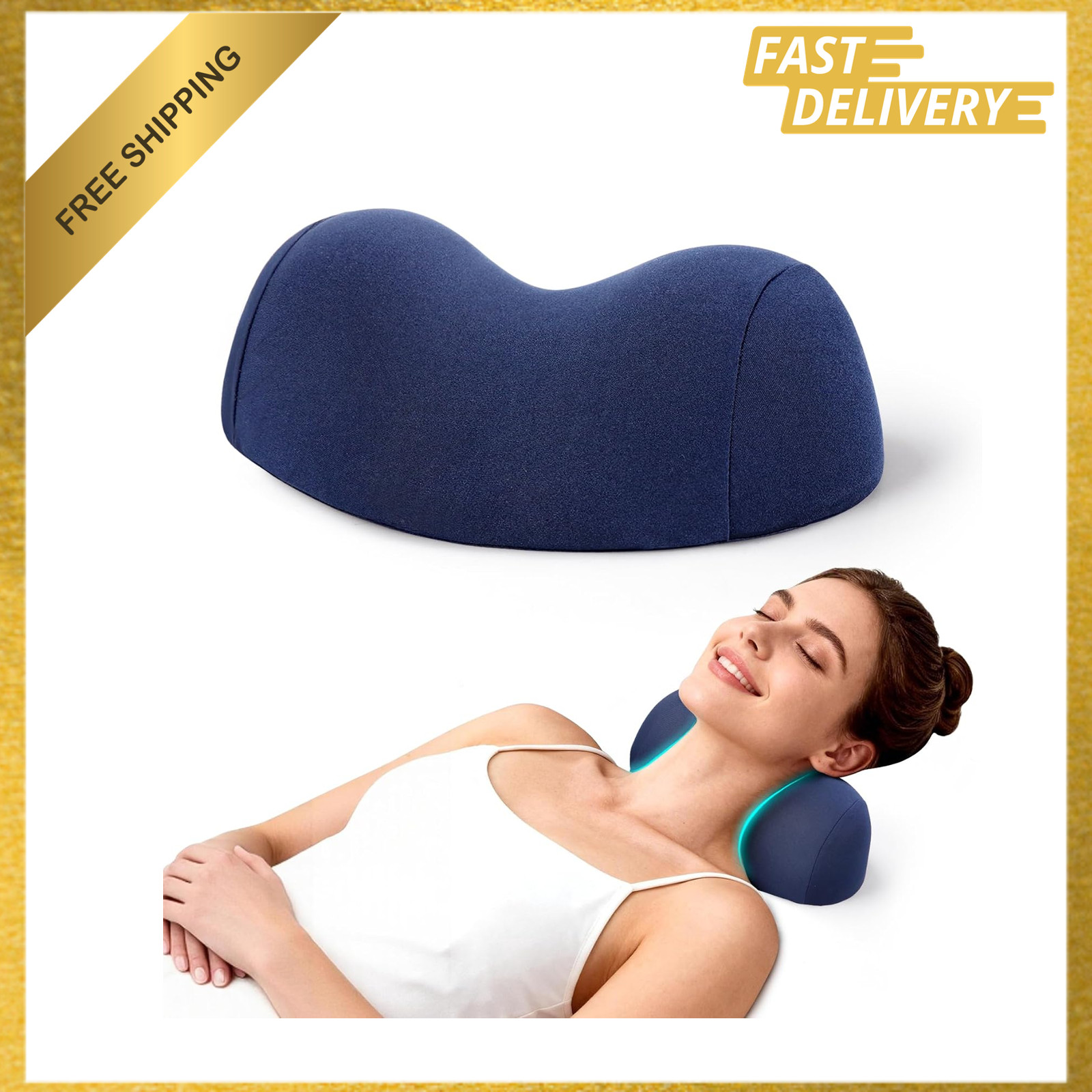 Small Cervical Traction Pillow, Neck Support Pillow, Memory Foam, Ergonomic