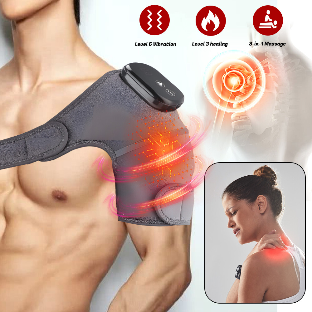 Electric Heated Shoulder Massager Brace Vibration Knee Massage Joint Pain Relief