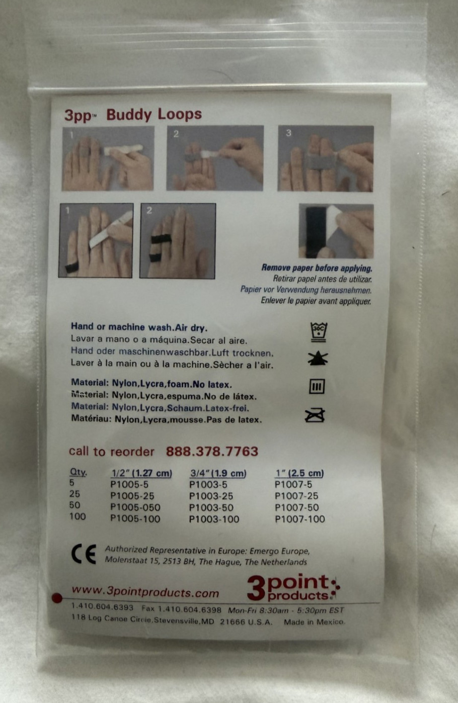3pp Buddy Loop Finger Splint Straps Finger Tape 3/4″ Gray 4 Pack New