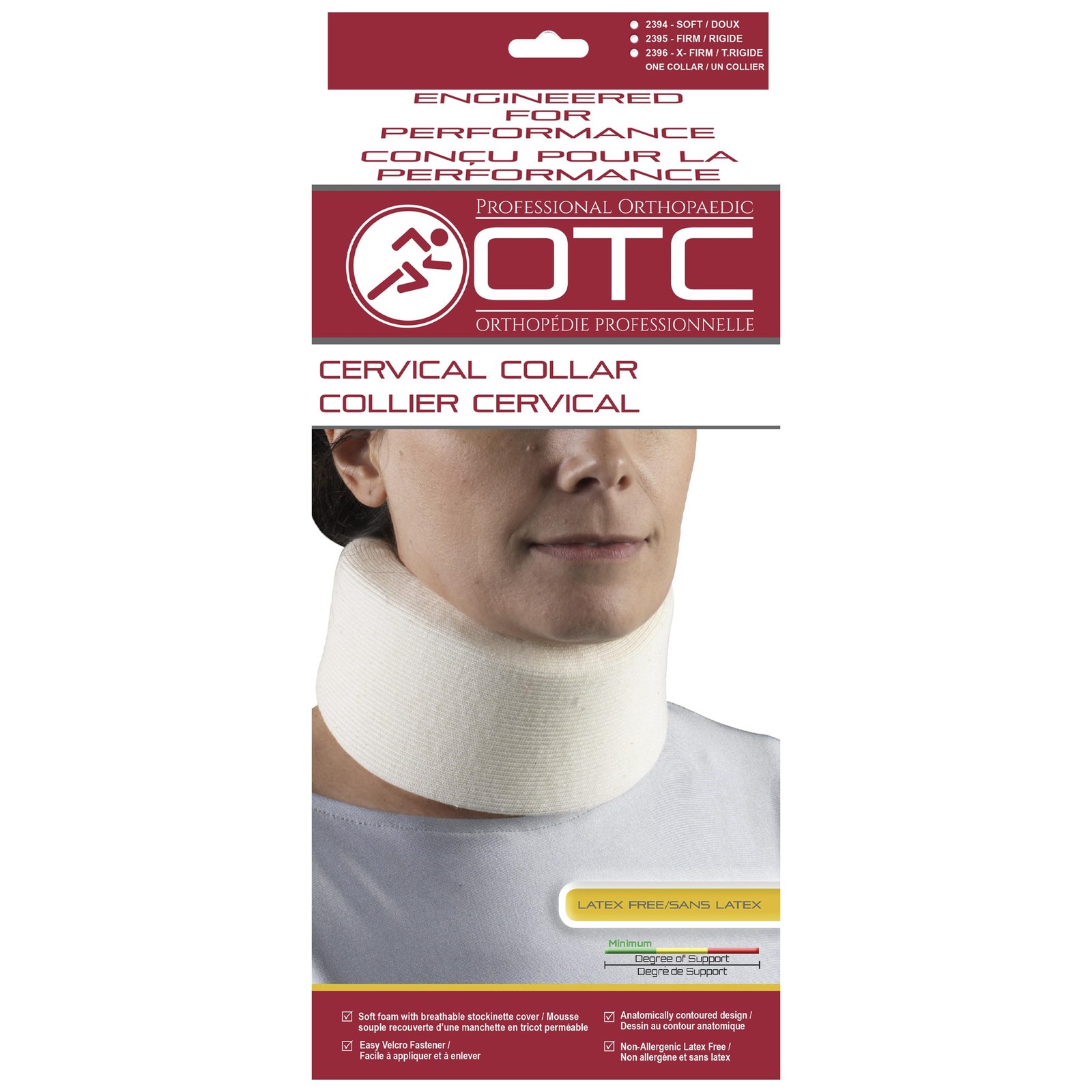 OTC Cervical Collar, Soft Contour Foam, Neck Support Brace, White Narrow 2.5″ De