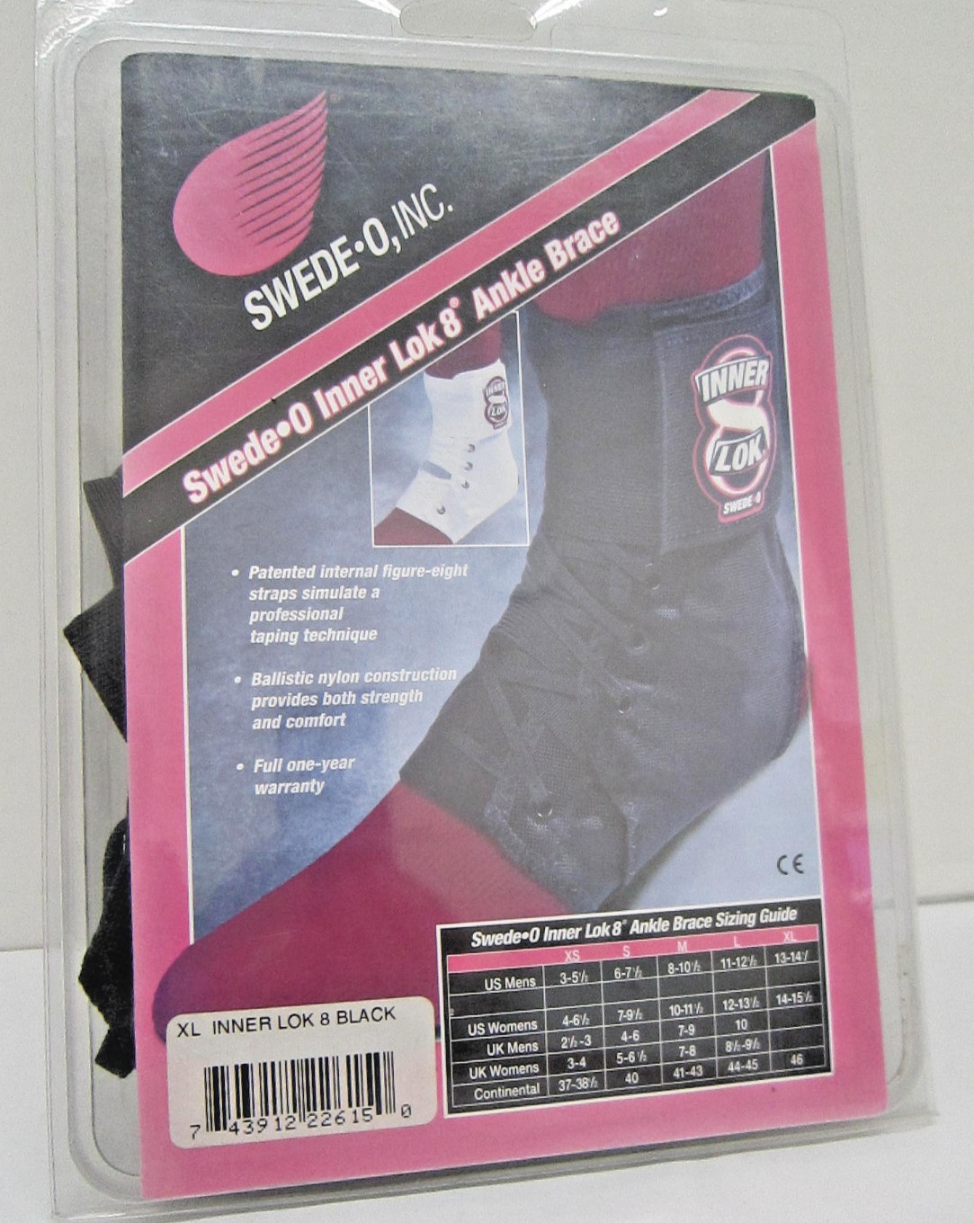 Swede-O Inner Lok 8 Ankle Support Black XLarge