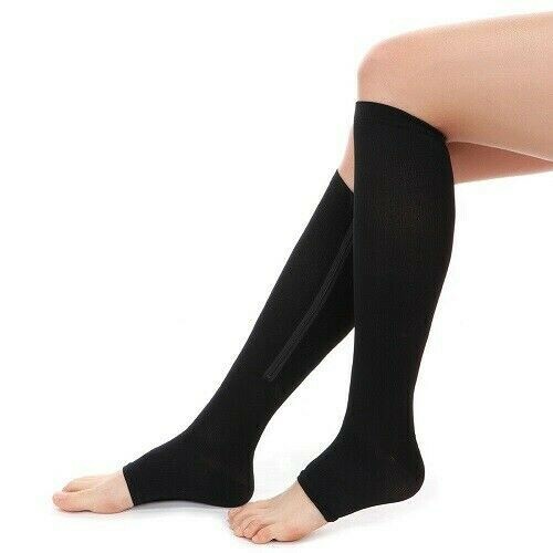 Compression Zip Up Socks Open-Toe Zipper Leg Support Unisex Socks Knee Stocking