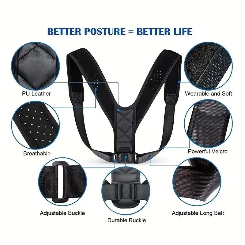 Corrector de postura soporte de espalda para hombres y mujeres 35″-44″ ajustable