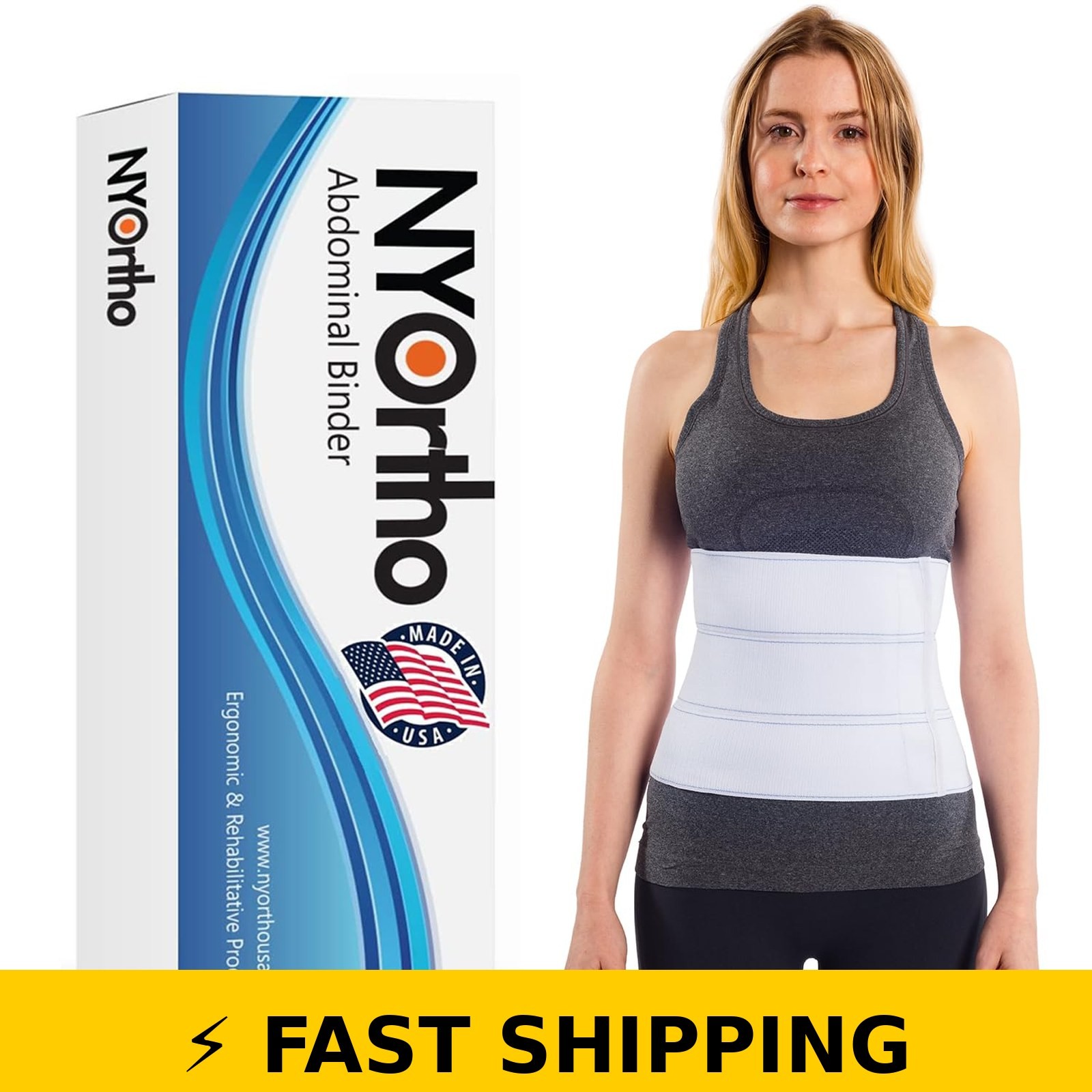 NYOrtho Post Surgery Abdominal Binder – 9″ Height, Fits 45″-60″