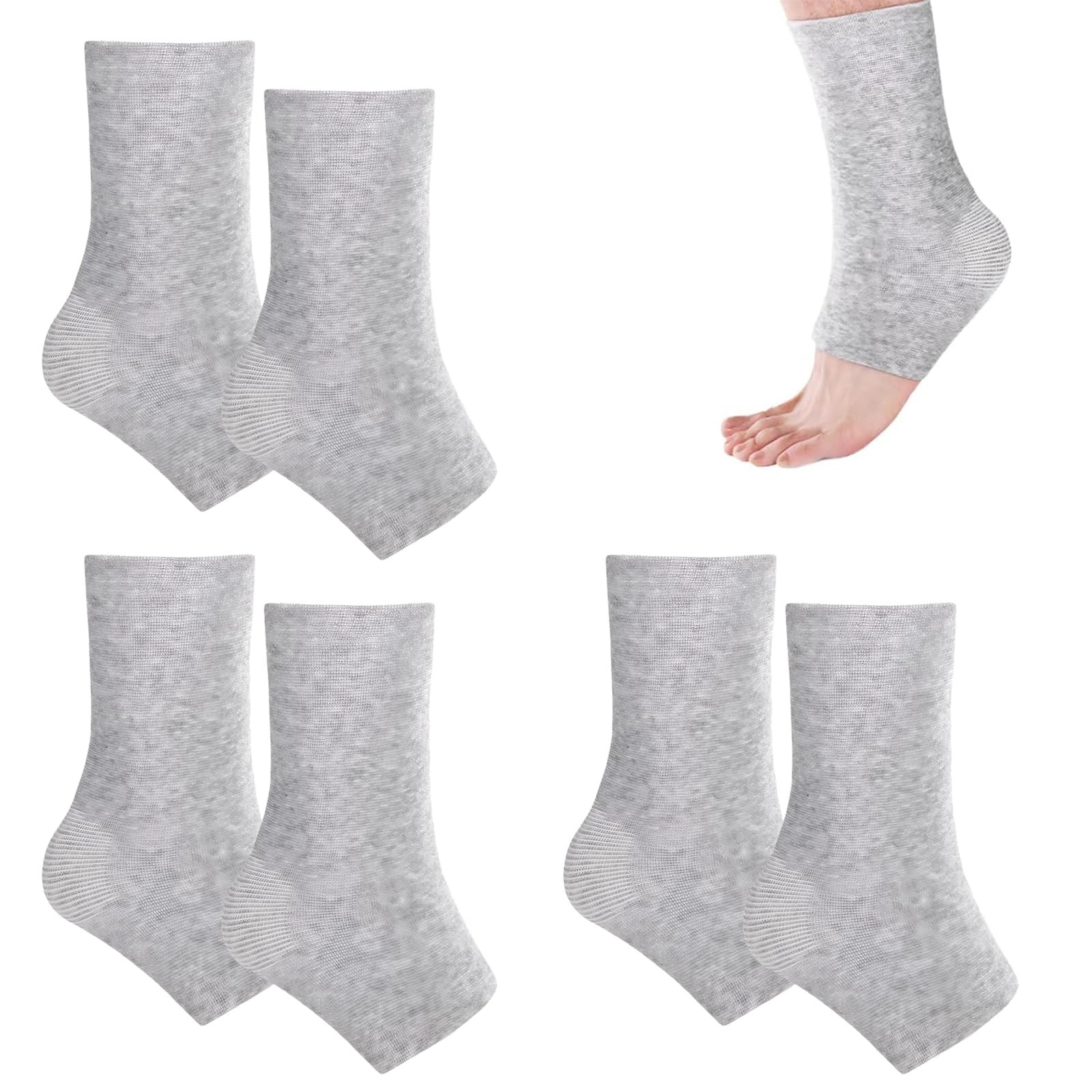 Ankle Brace Sleeve 3 Pairs Ankle Compression Sleeve White Compress Bamboo Foo…