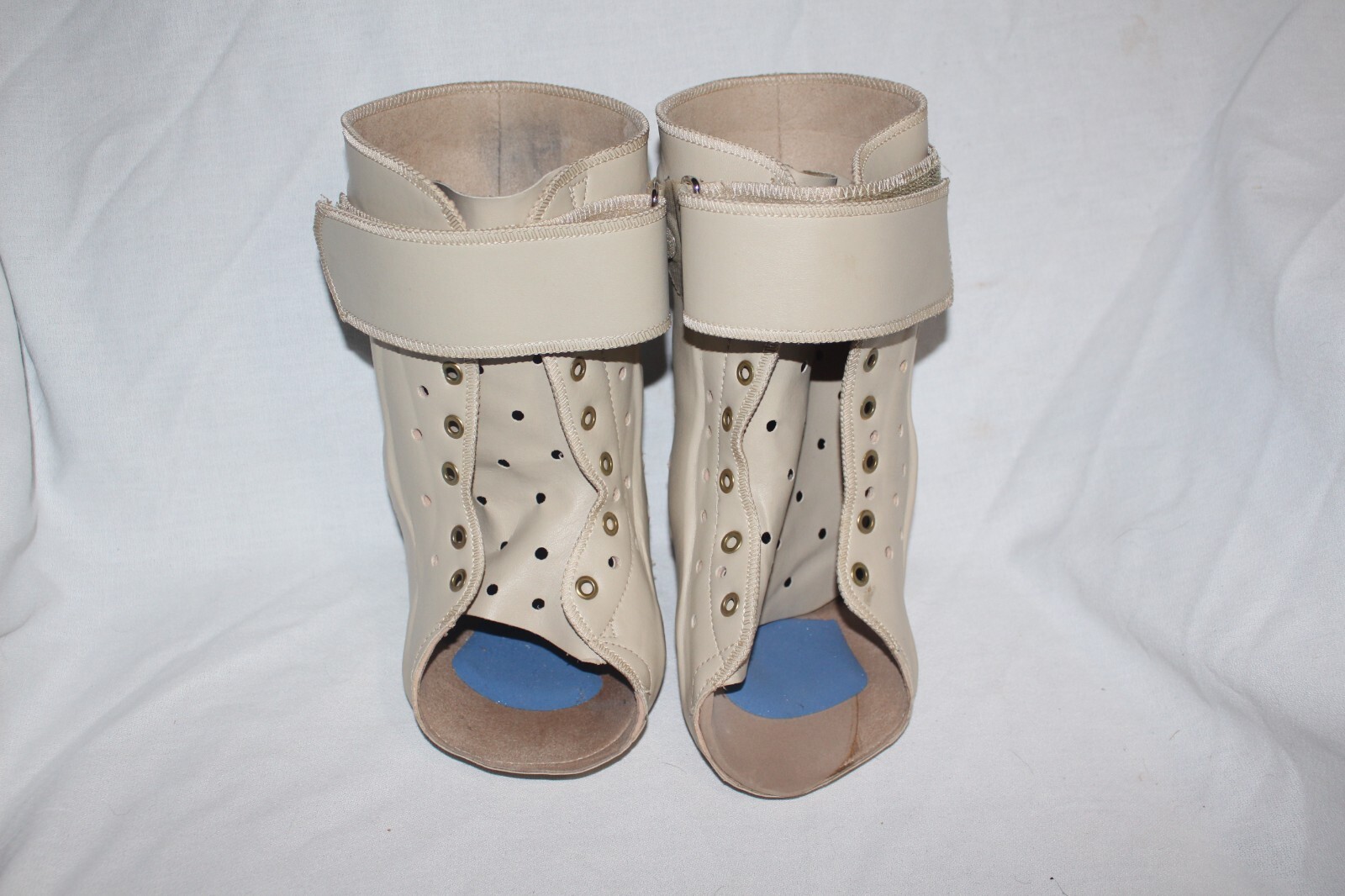 Custom AFO TAN LEATHER ORTHOPEDIC BOOTS Orthisis LEFT AND RIGHT FOOT Pair L/XL