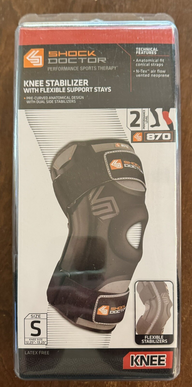 SHOCK DOCTOR Anatomically Fit KNEE STABILIZER/BRACE – Model 870 – SIZE: SMALL