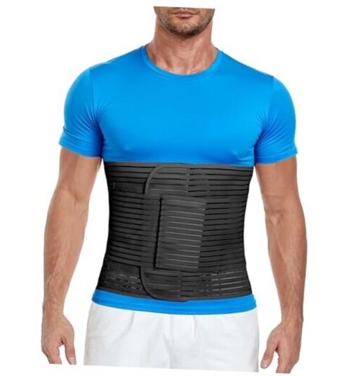 Abdominal Binder, 12-Inch Wide Elastic Belly Wrap for Plus Size X-Large Black