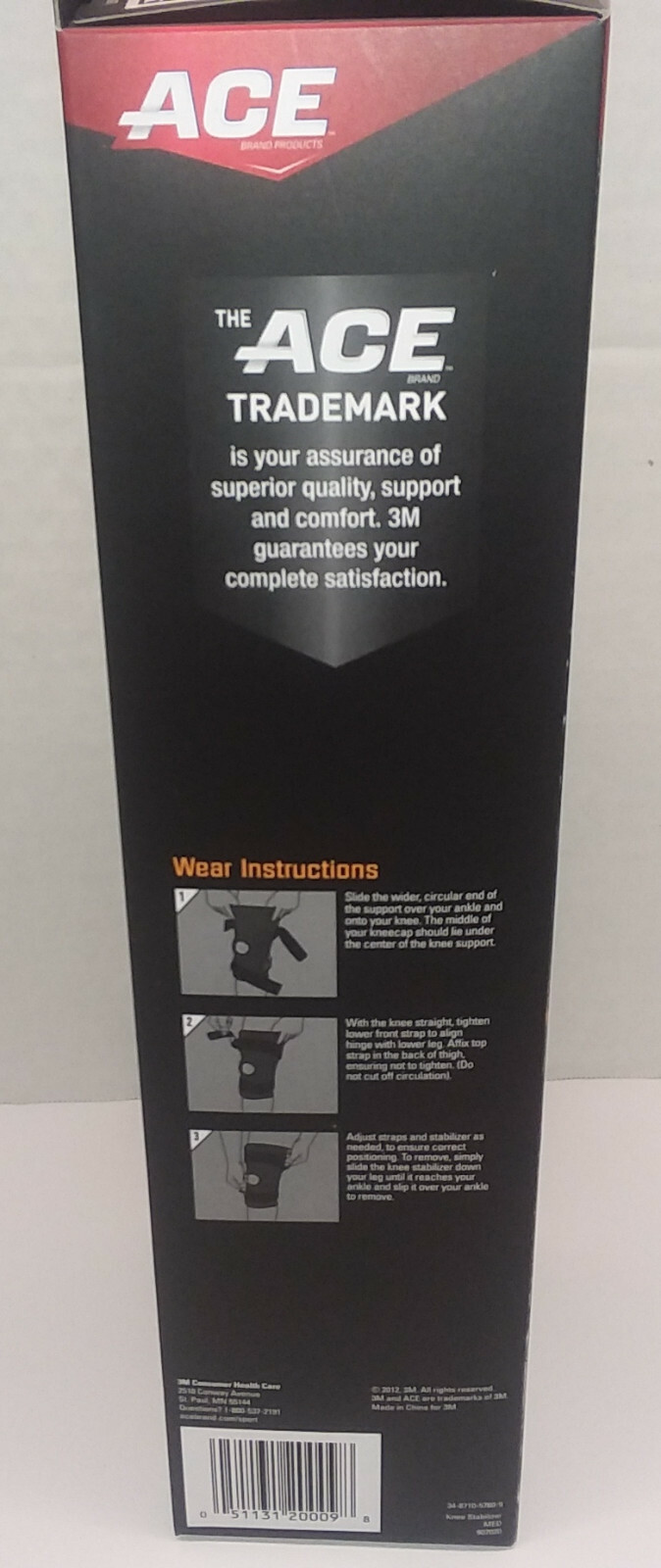 ACE Brand Knee Brace w/Dual Side Stabilizers Moderate Support – Adult MED *NEW*