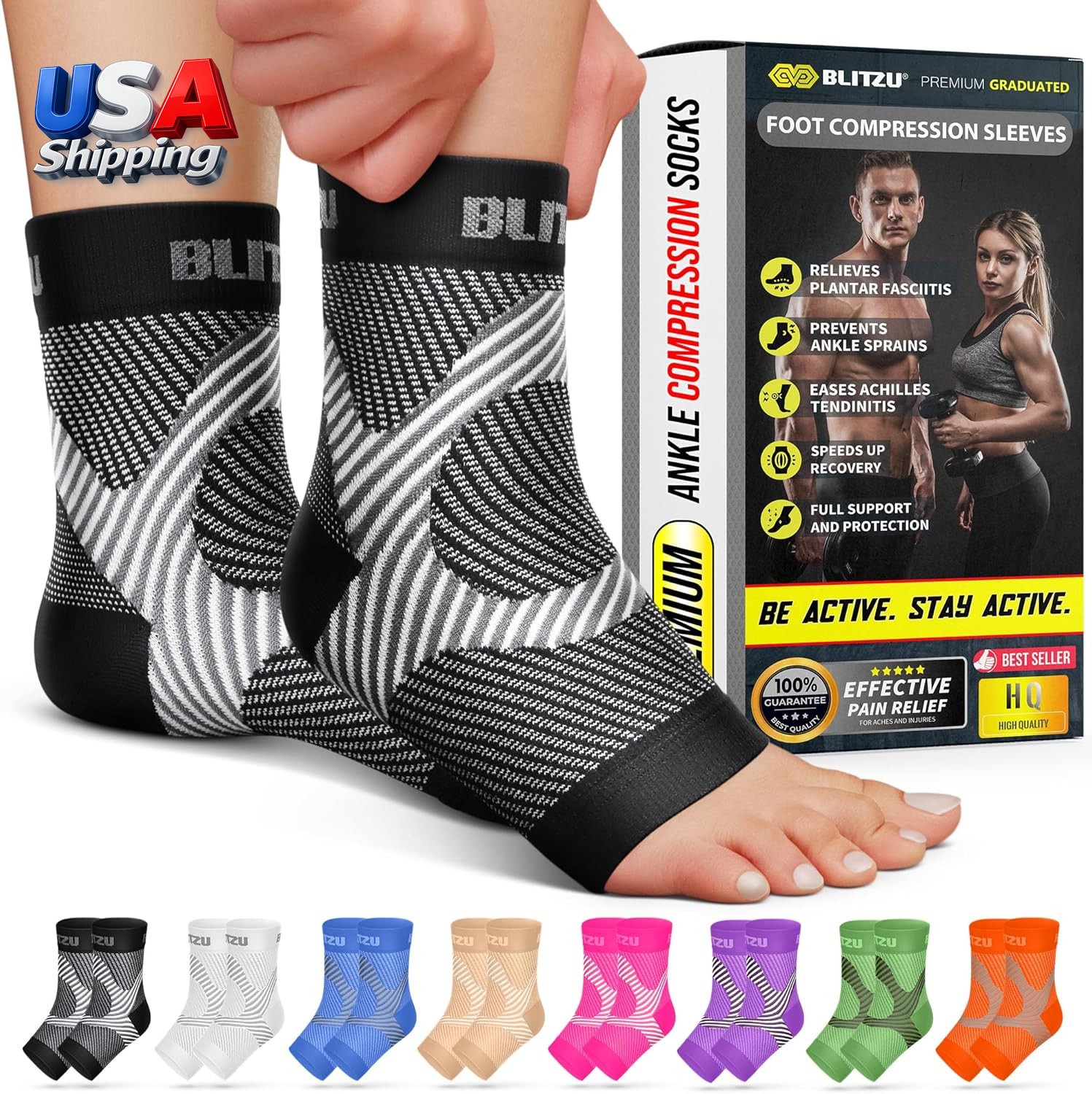 Compression Socks for Plantar Fasciitis, Achilles Tendonitis, Arthritis Relief,