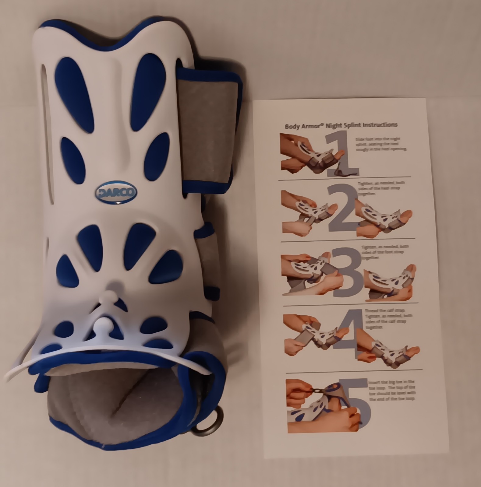 Genuine Darco Body Armor Night Splint Ankle Foot Toe Support Brace