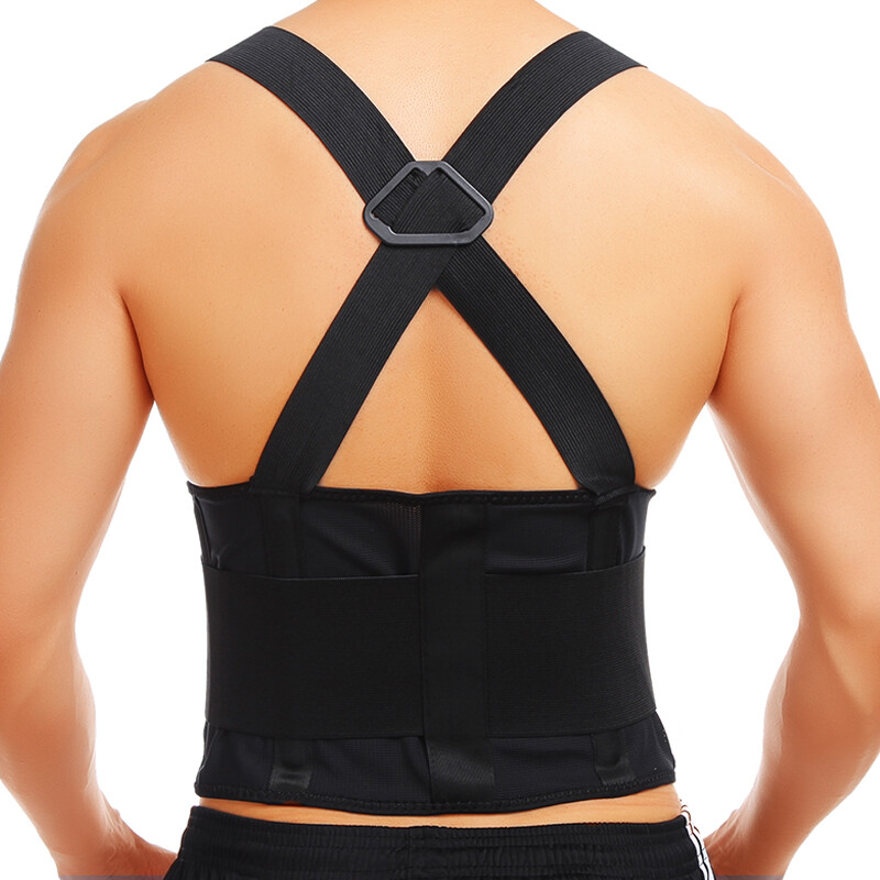 Heavy Duty Lumbar Lower Back Waist Support Work Belt Brace Suspender Weight Lift