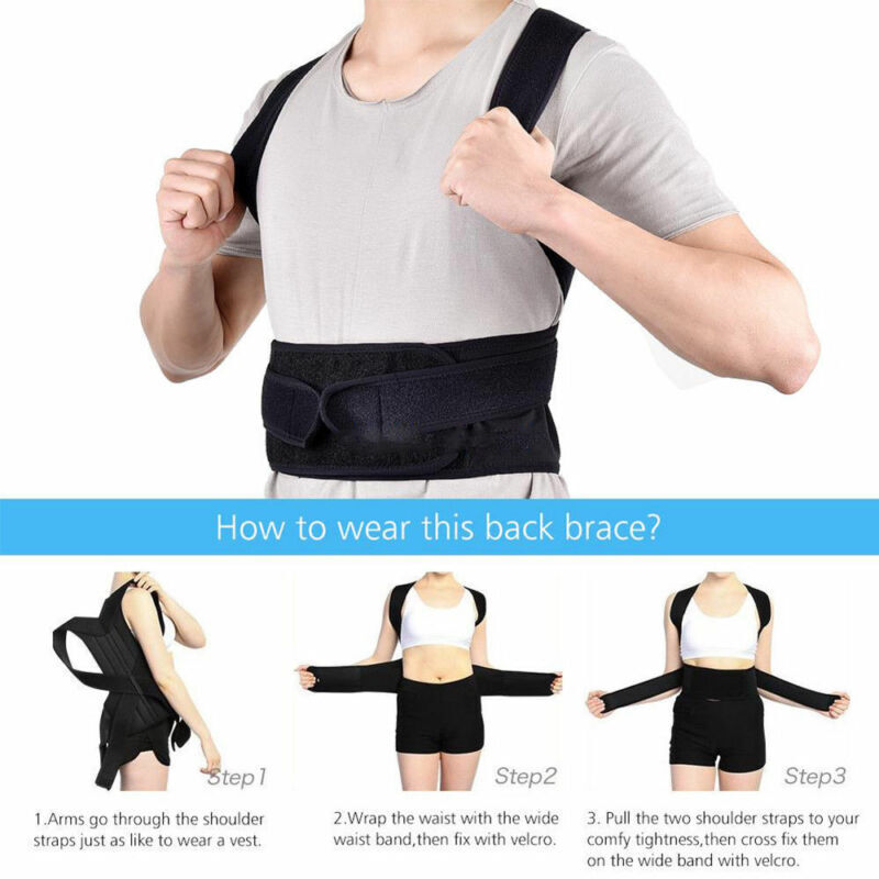 Men / Women Adjustable Posture Corrector Back Support Shoulder Back Brace Belt