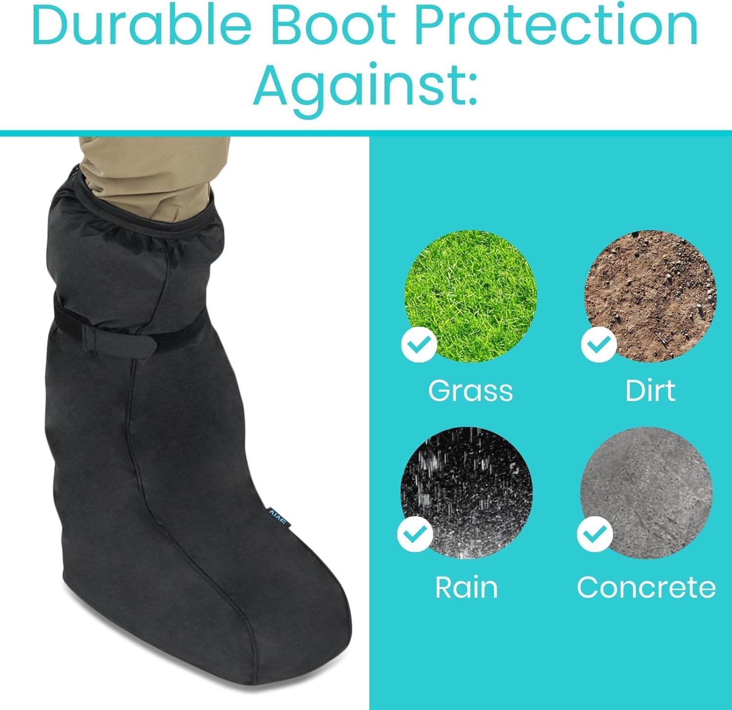 Vive Tall Walking Boot Cover Waterproof – Non-Slip, Adjustable – Medium