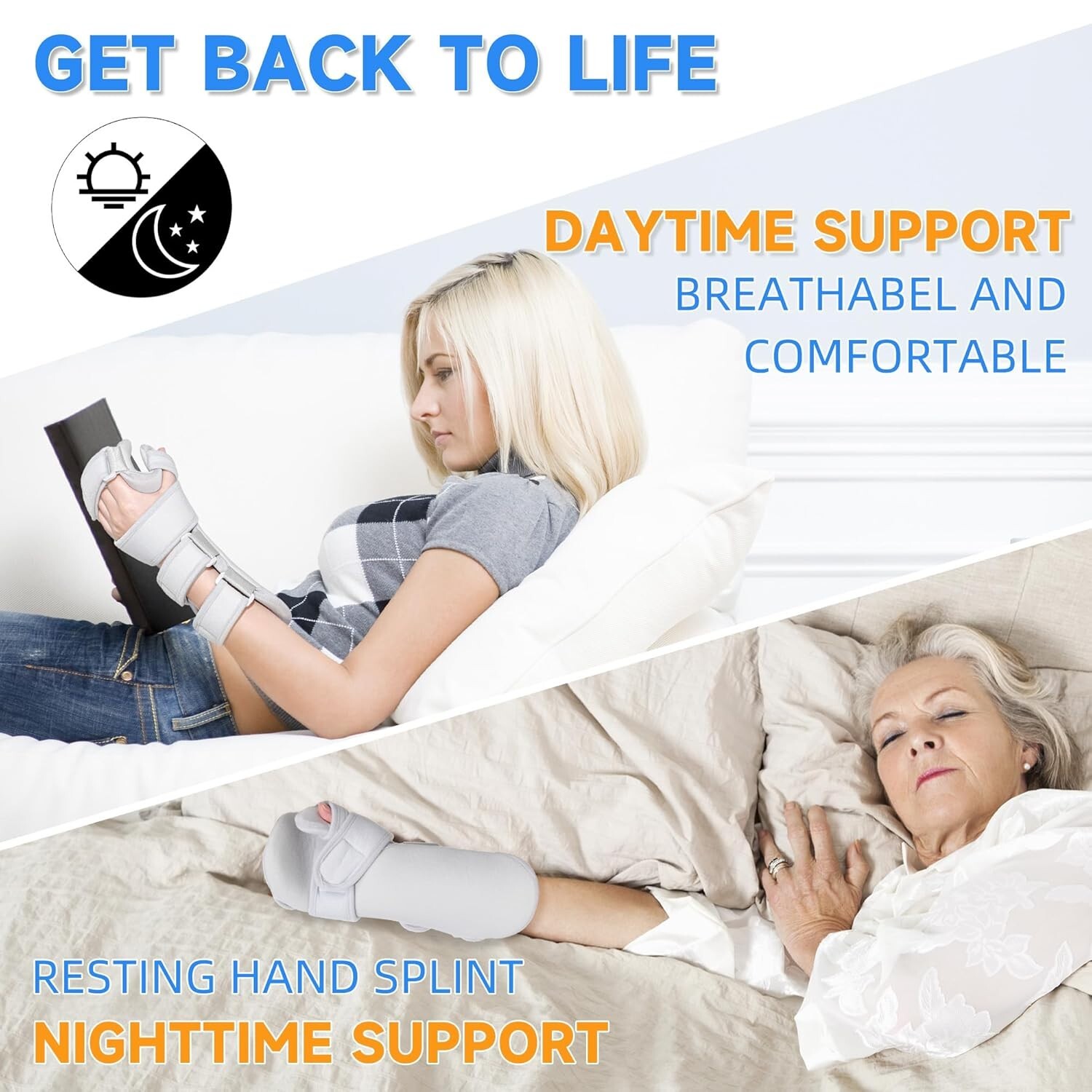 REAQER Stroke Resting Hand Splint Night Immobilizer Muscle Atrophy