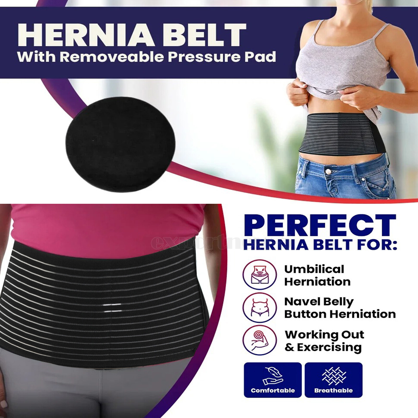 Cinturón para hernia umbilical Faja abdominal con una almohadilla de compresión