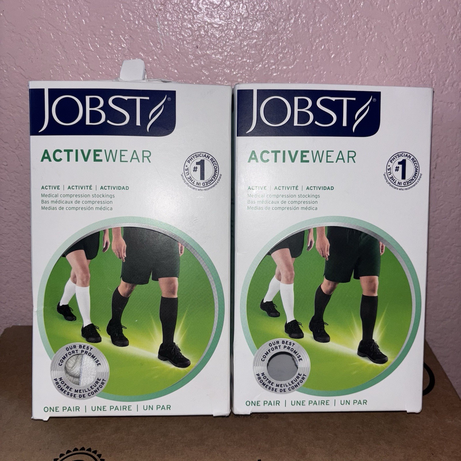 2 New Jobst ActiveWear 15-20 mmHg Firm Compression M White Knee Highs Stocking