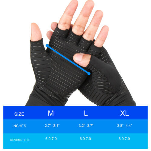 1-2Pairs Copper Compression Arthritis Gloves Joint Carpal Tunnel Pain Relief Fit