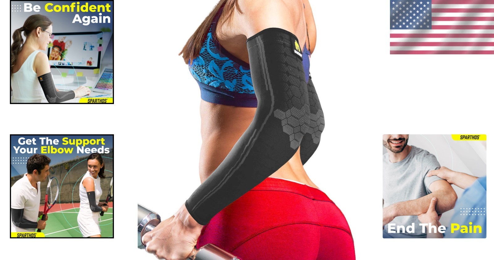 Medium Arm Support Sleeves for Elbow Pain Relief – Comfortable & Durable Black