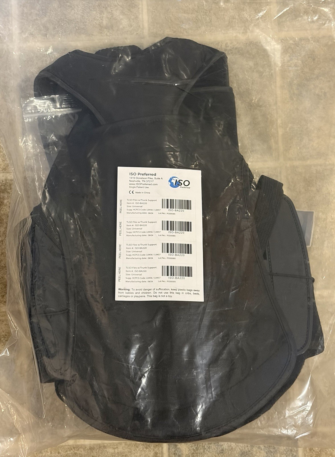 ISO Preferred Back Brace – TLSO Flex with Trunk Support ISO-BA220 Universal Size