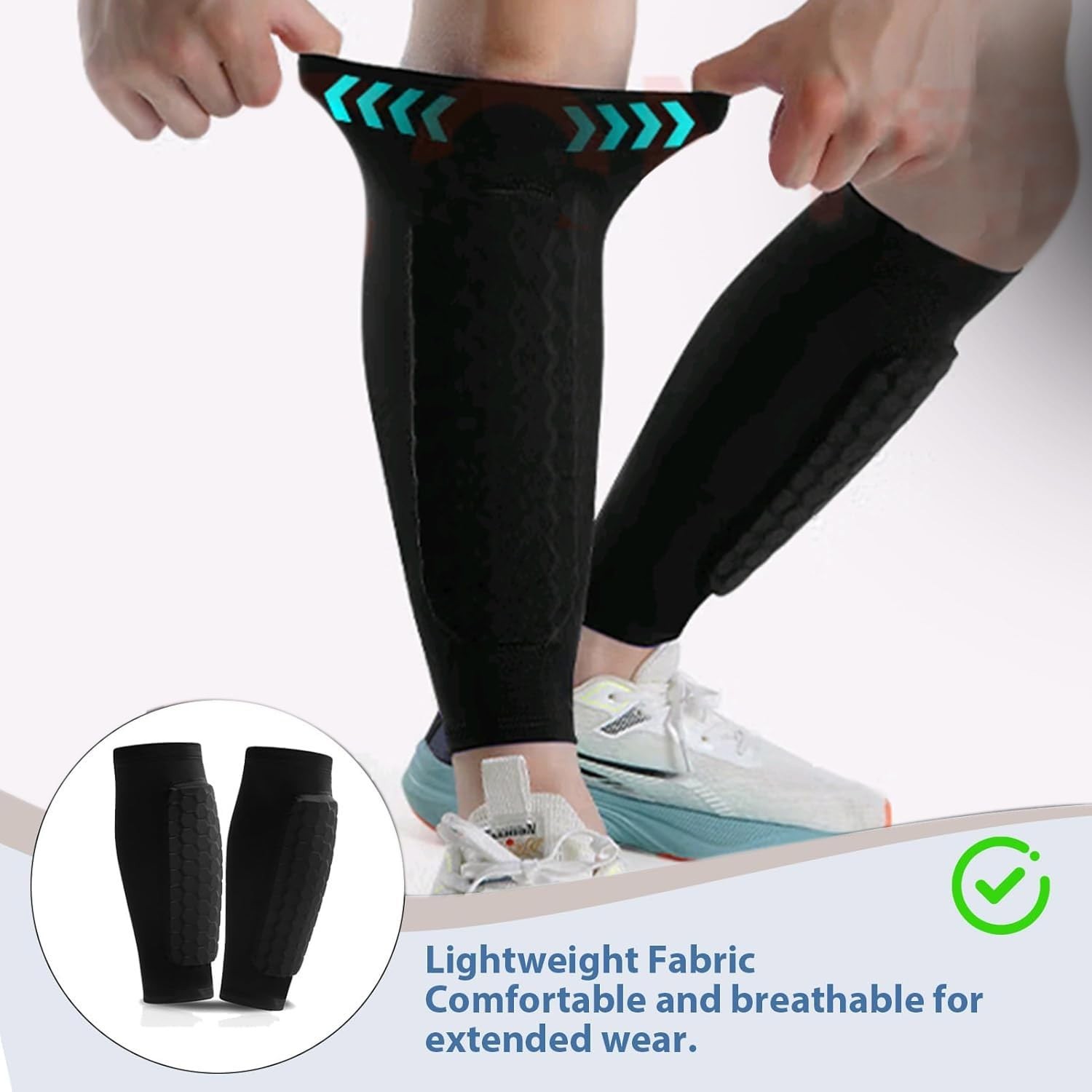 2 Pairs Soccer Shin Guards, Shin Guards Soccer Kids Youth Adult Calf Compress…