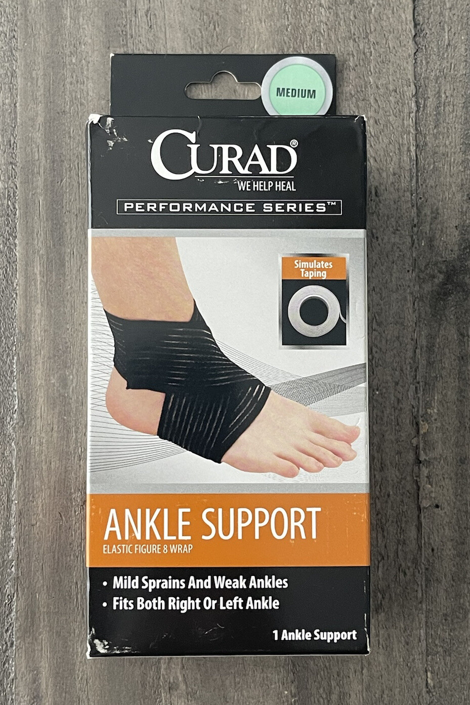 Curad Figure 8 Wrap Ankle Support – Medium – Brand New Distress Box