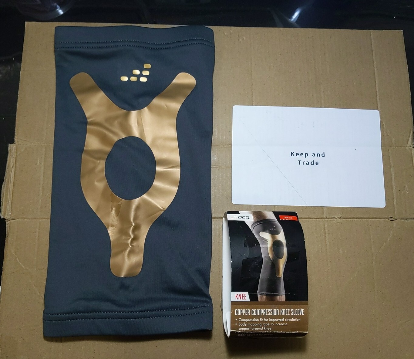 BCG Copper Compression Knee Sleeve, 4 Way Stretch Size Large Open Box #L7