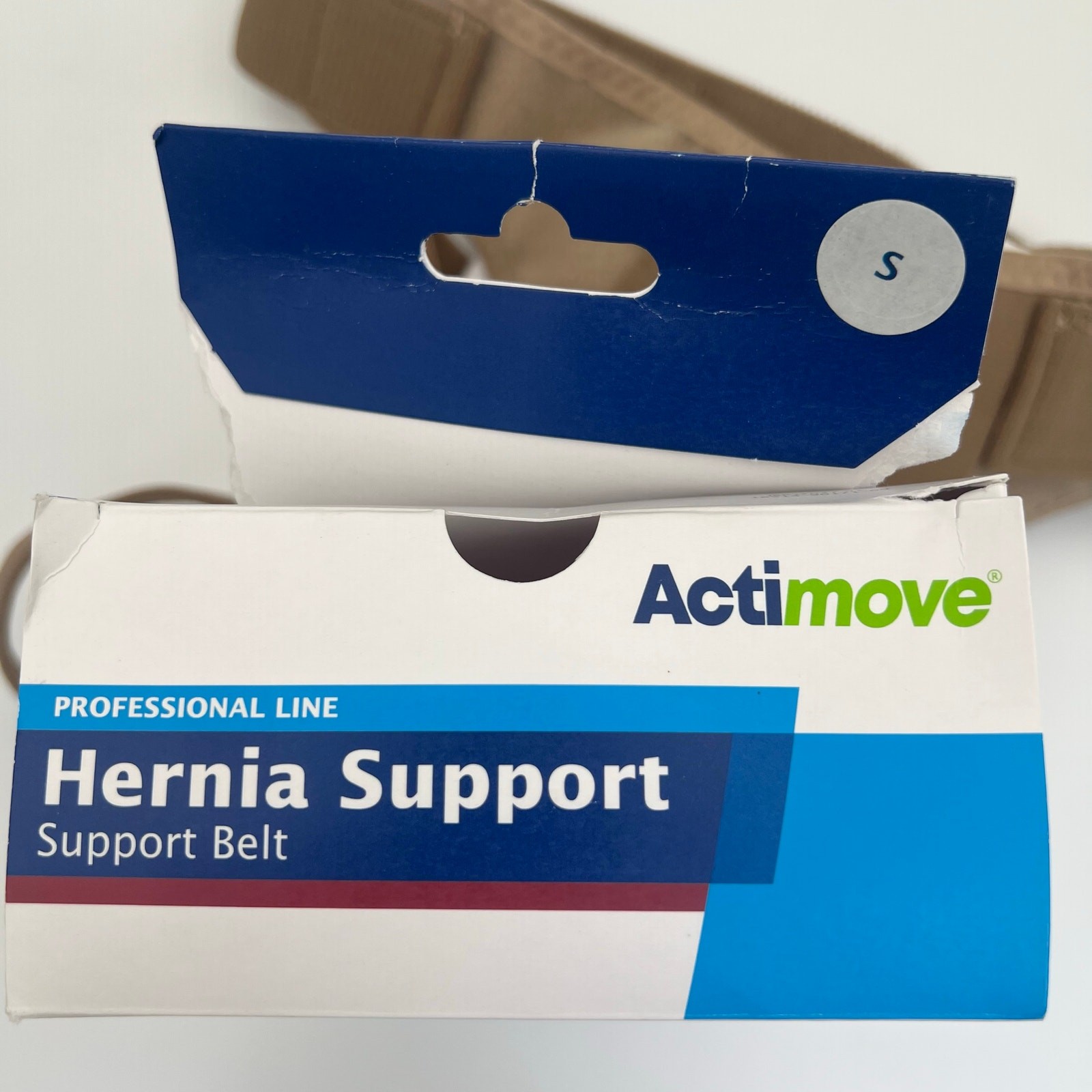 Actimove Hernia Support Belt Small 30-35 Beige Adjustable Strap Latex Free NIB