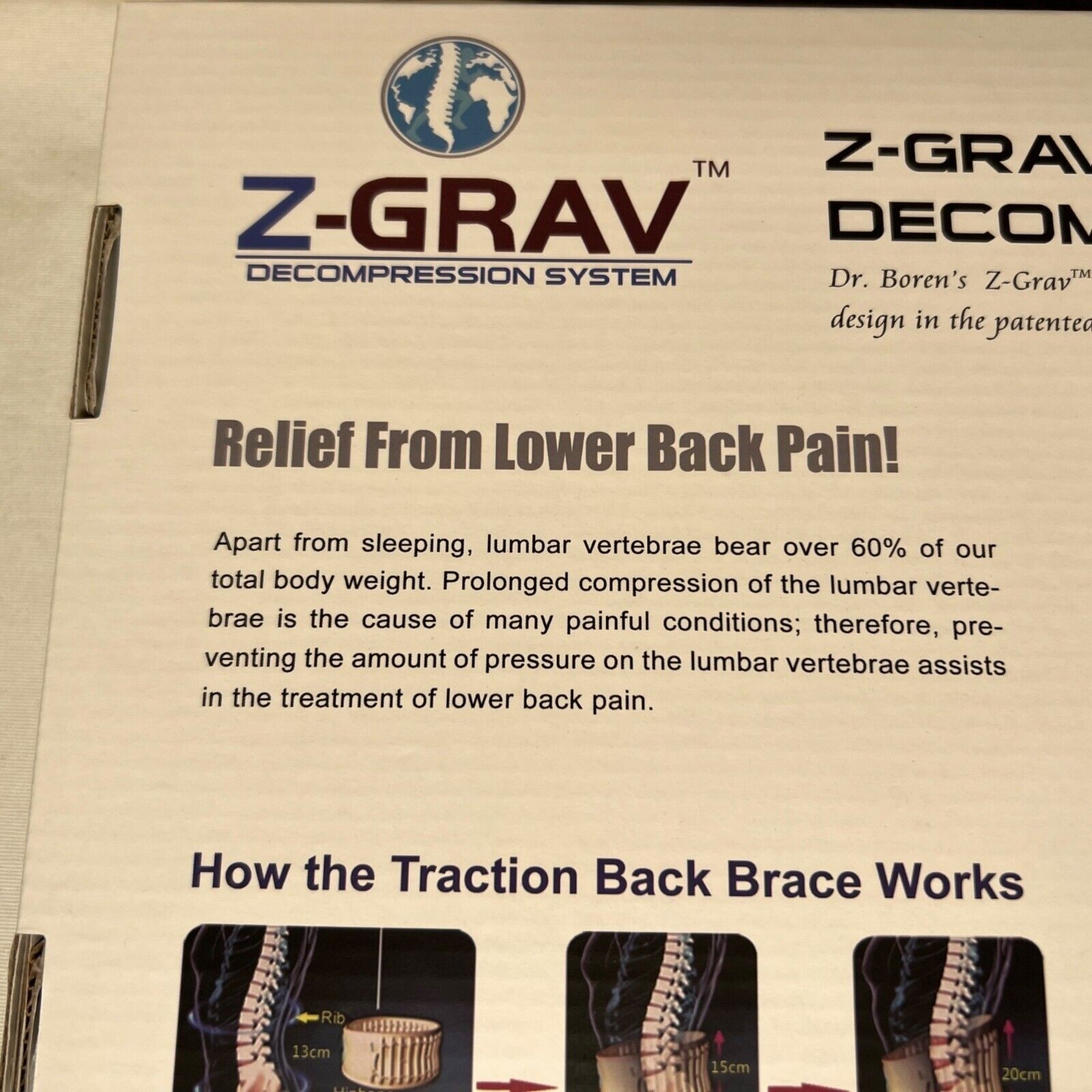Z-Grav Spinal Decompression System Lumbar Belt For Back Pain Relief Size Large